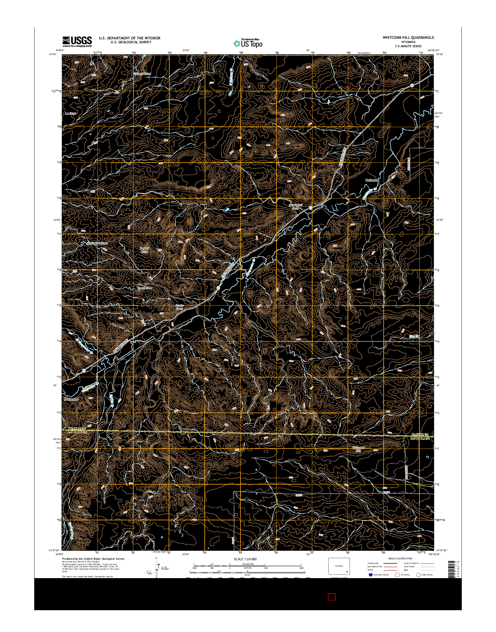 USGS US TOPO 7.5-MINUTE MAP FOR WHITCOMB HILL, WY 2015
