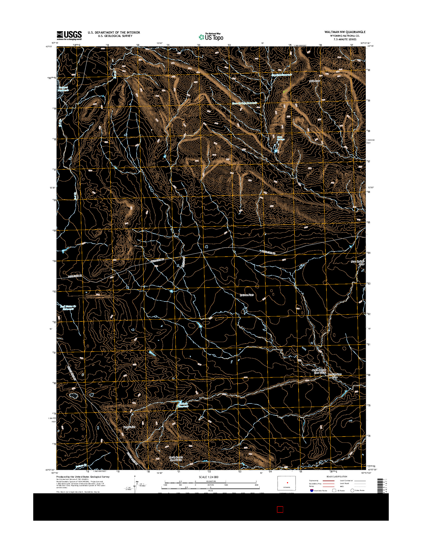 USGS US TOPO 7.5-MINUTE MAP FOR WALTMAN NW, WY 2015