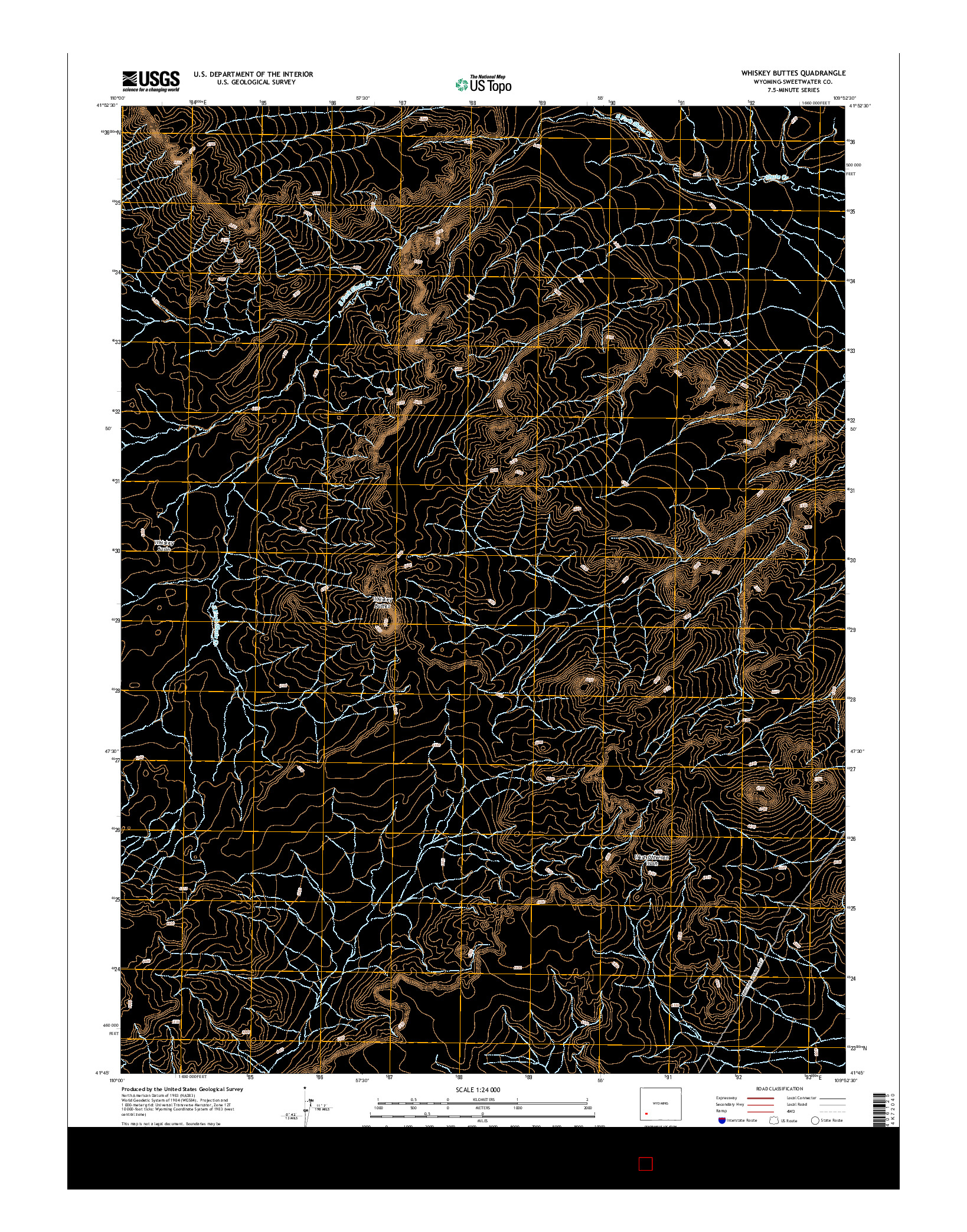 USGS US TOPO 7.5-MINUTE MAP FOR WHISKEY BUTTES, WY 2015