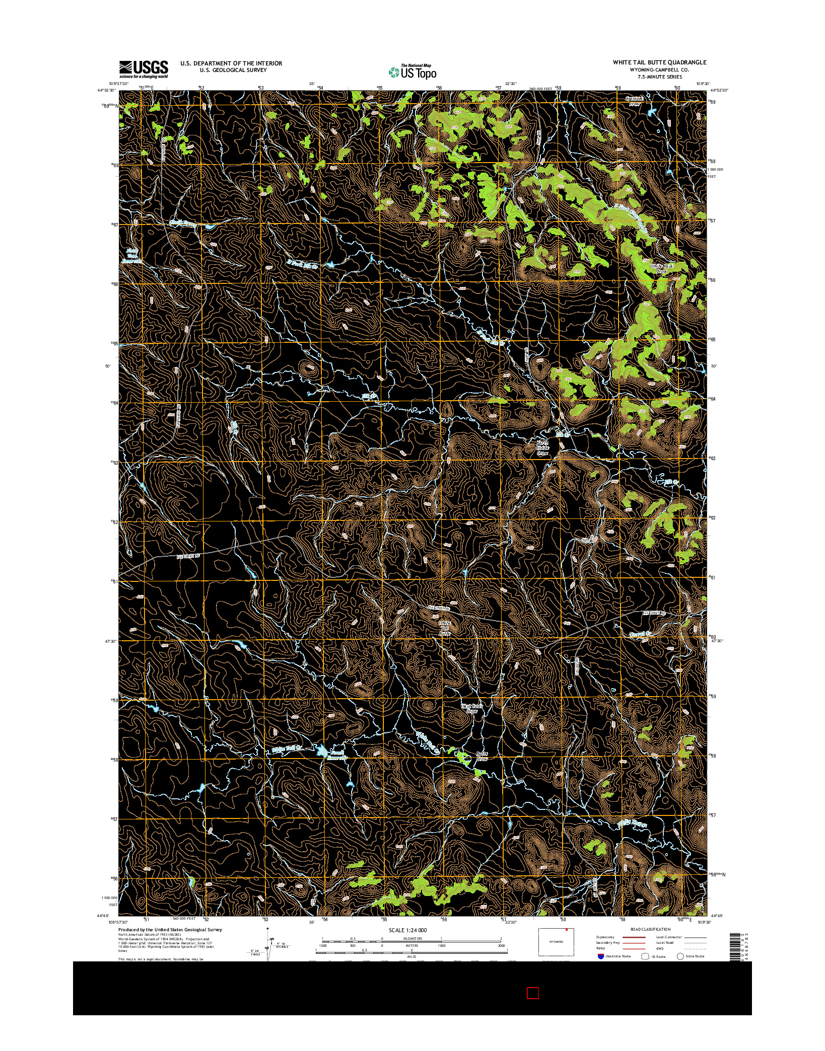 USGS US TOPO 7.5-MINUTE MAP FOR WHITE TAIL BUTTE, WY 2015