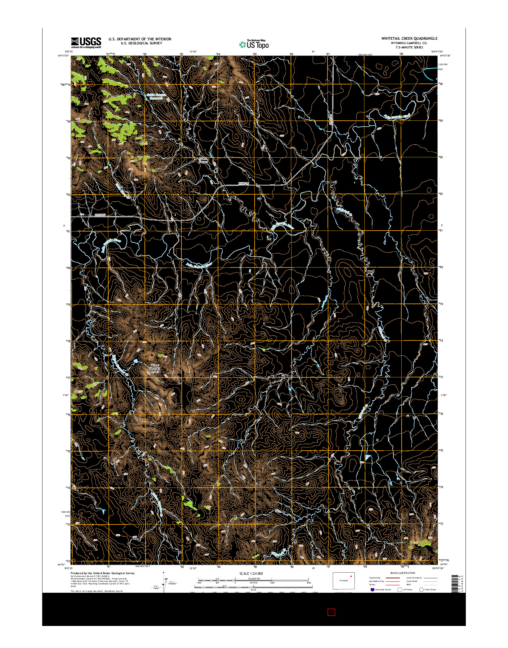 USGS US TOPO 7.5-MINUTE MAP FOR WHITETAIL CREEK, WY 2015