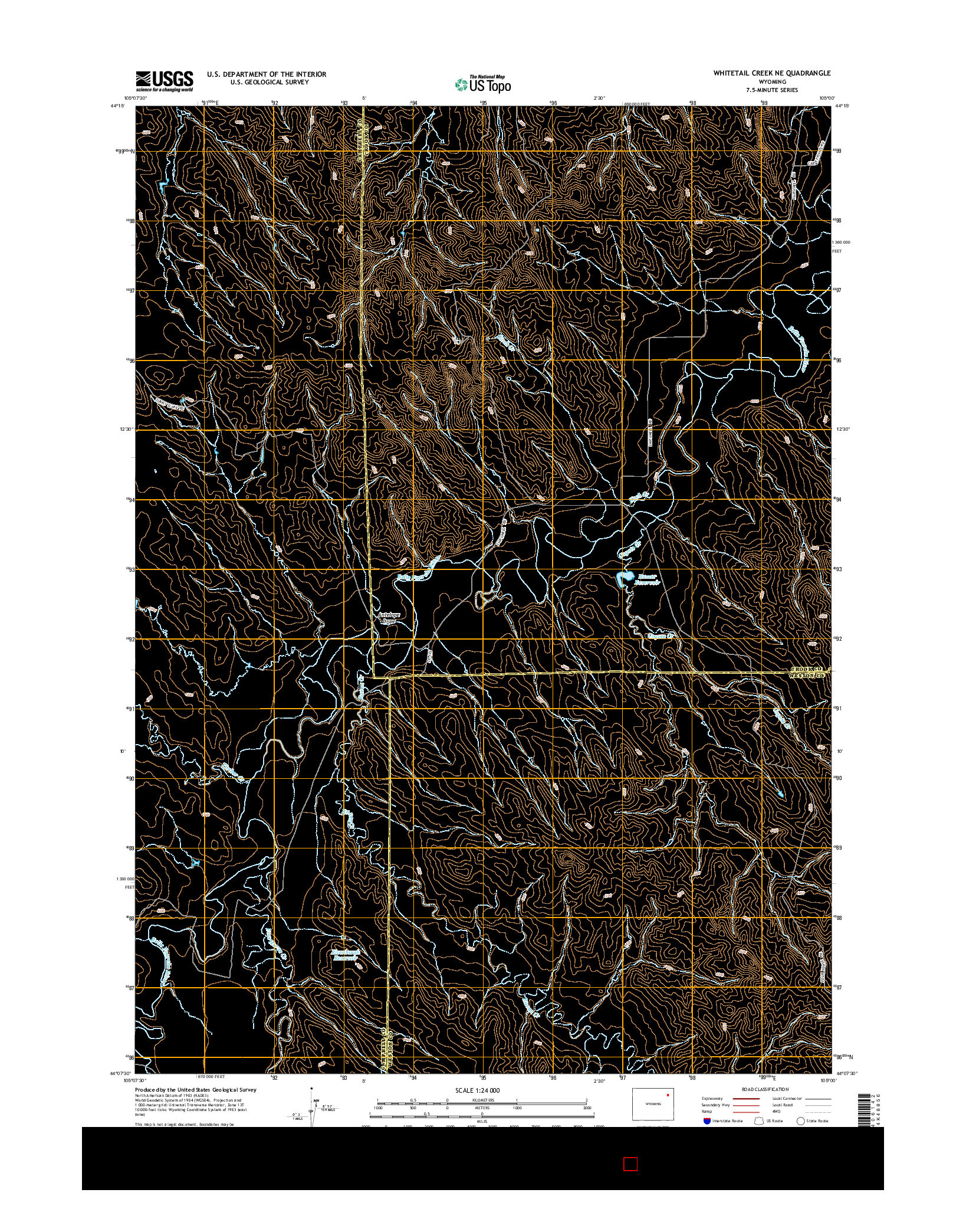 USGS US TOPO 7.5-MINUTE MAP FOR WHITETAIL CREEK NE, WY 2015