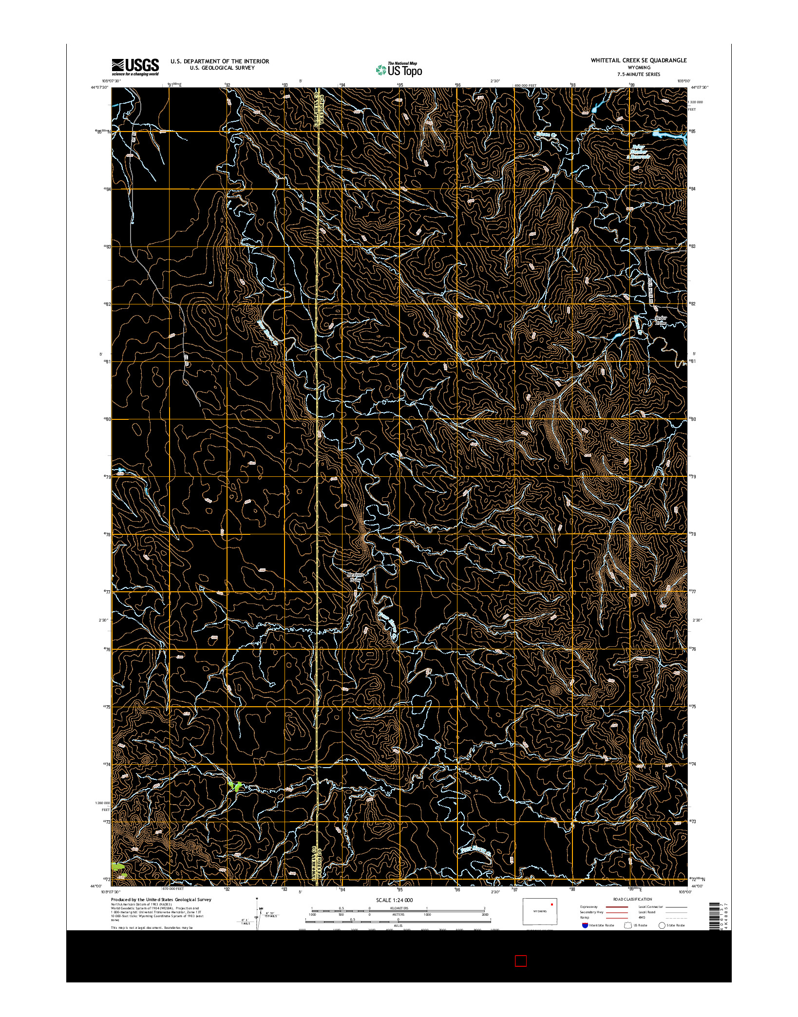 USGS US TOPO 7.5-MINUTE MAP FOR WHITETAIL CREEK SE, WY 2015