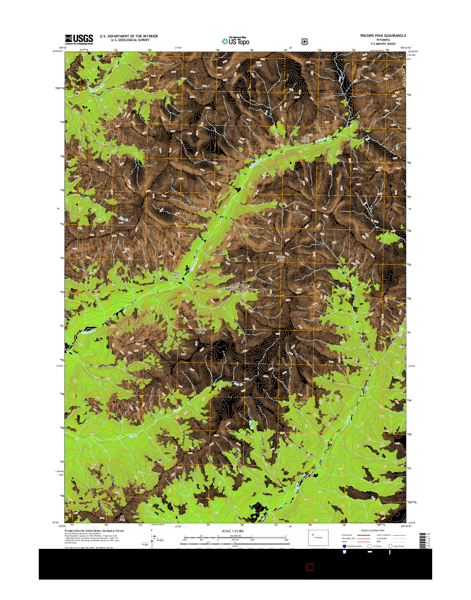 USGS US TOPO 7.5-MINUTE MAP FOR WIGGINS PEAK, WY 2015