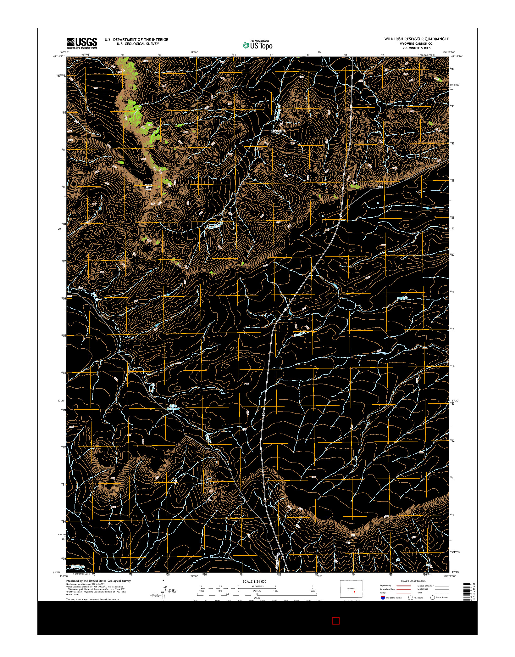 USGS US TOPO 7.5-MINUTE MAP FOR WILD IRISH RESERVOIR, WY 2015