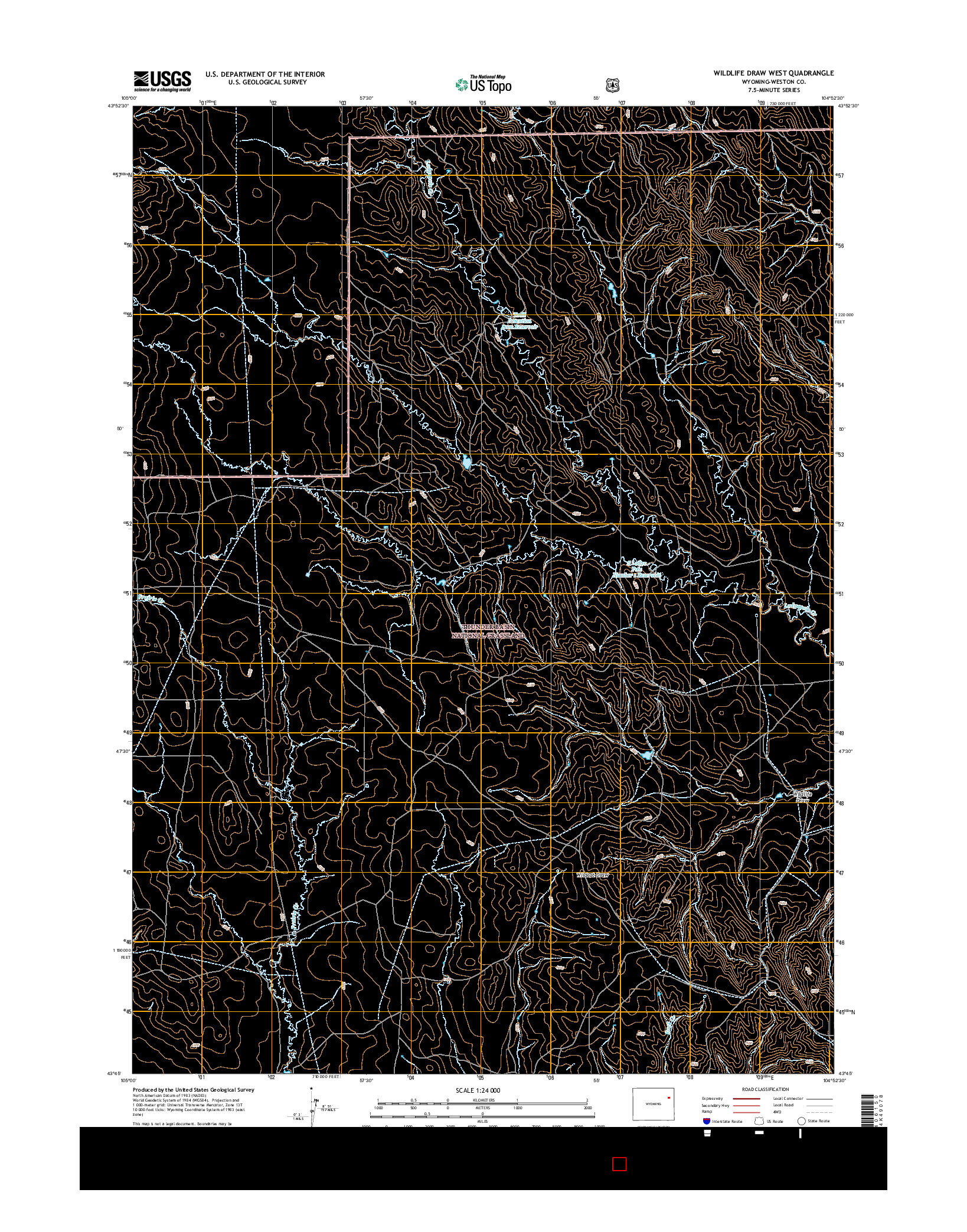 USGS US TOPO 7.5-MINUTE MAP FOR WILDLIFE DRAW WEST, WY 2015