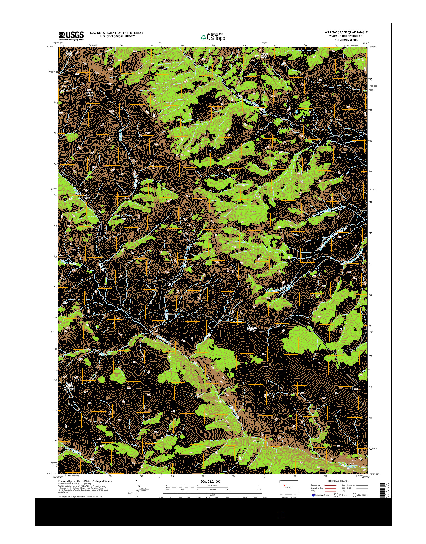 USGS US TOPO 7.5-MINUTE MAP FOR WILLOW CREEK, WY 2015