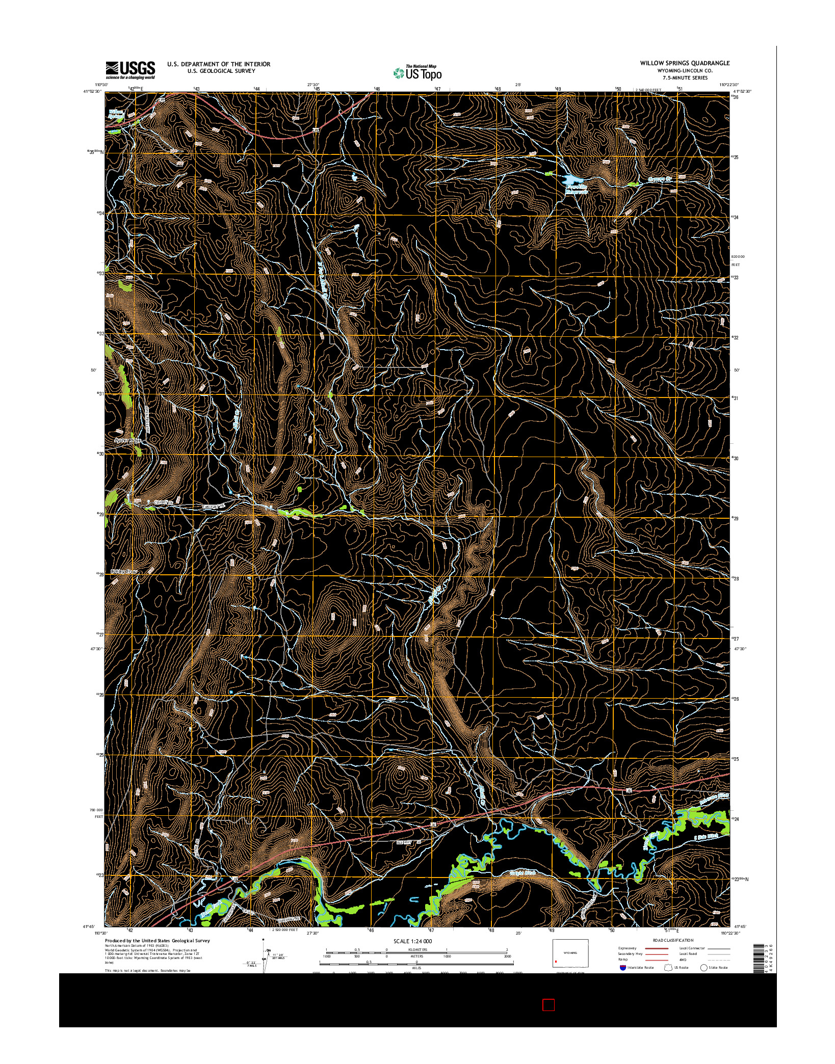 USGS US TOPO 7.5-MINUTE MAP FOR WILLOW SPRINGS, WY 2015