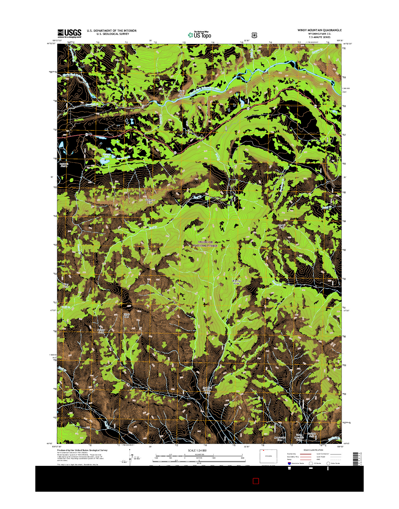 USGS US TOPO 7.5-MINUTE MAP FOR WINDY MOUNTAIN, WY 2015