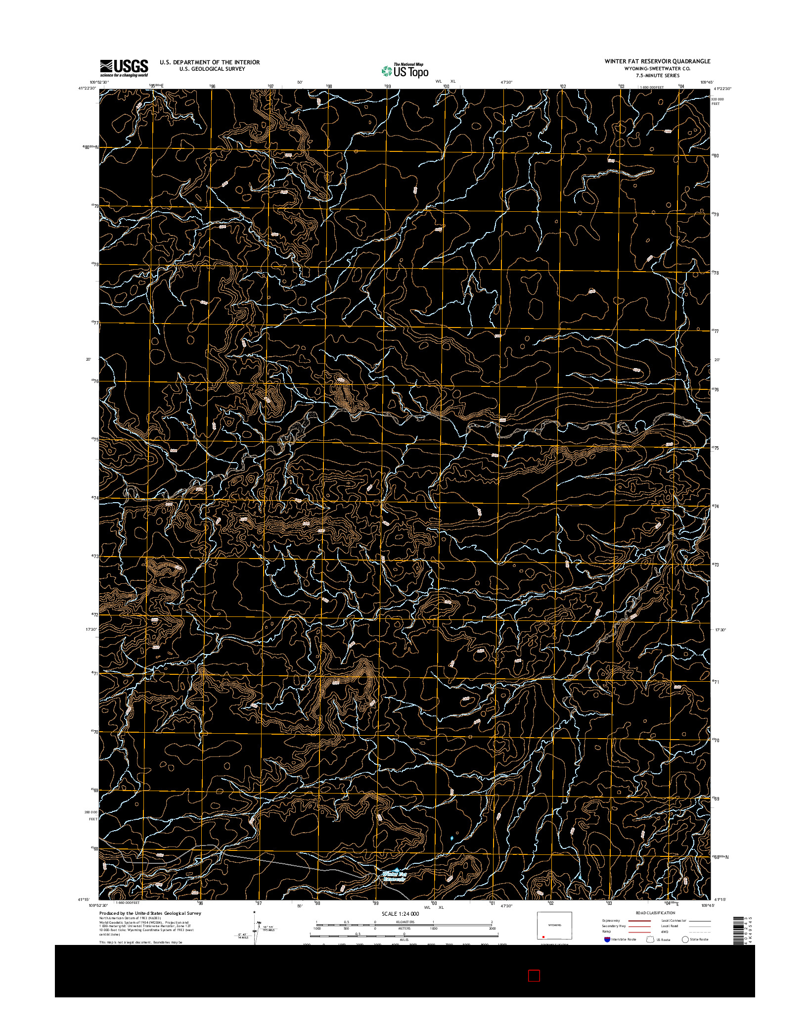 USGS US TOPO 7.5-MINUTE MAP FOR WINTER FAT RESERVOIR, WY 2015