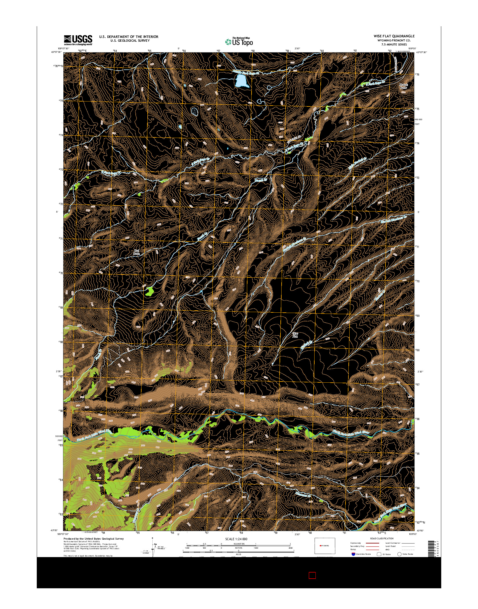 USGS US TOPO 7.5-MINUTE MAP FOR WISE FLAT, WY 2015