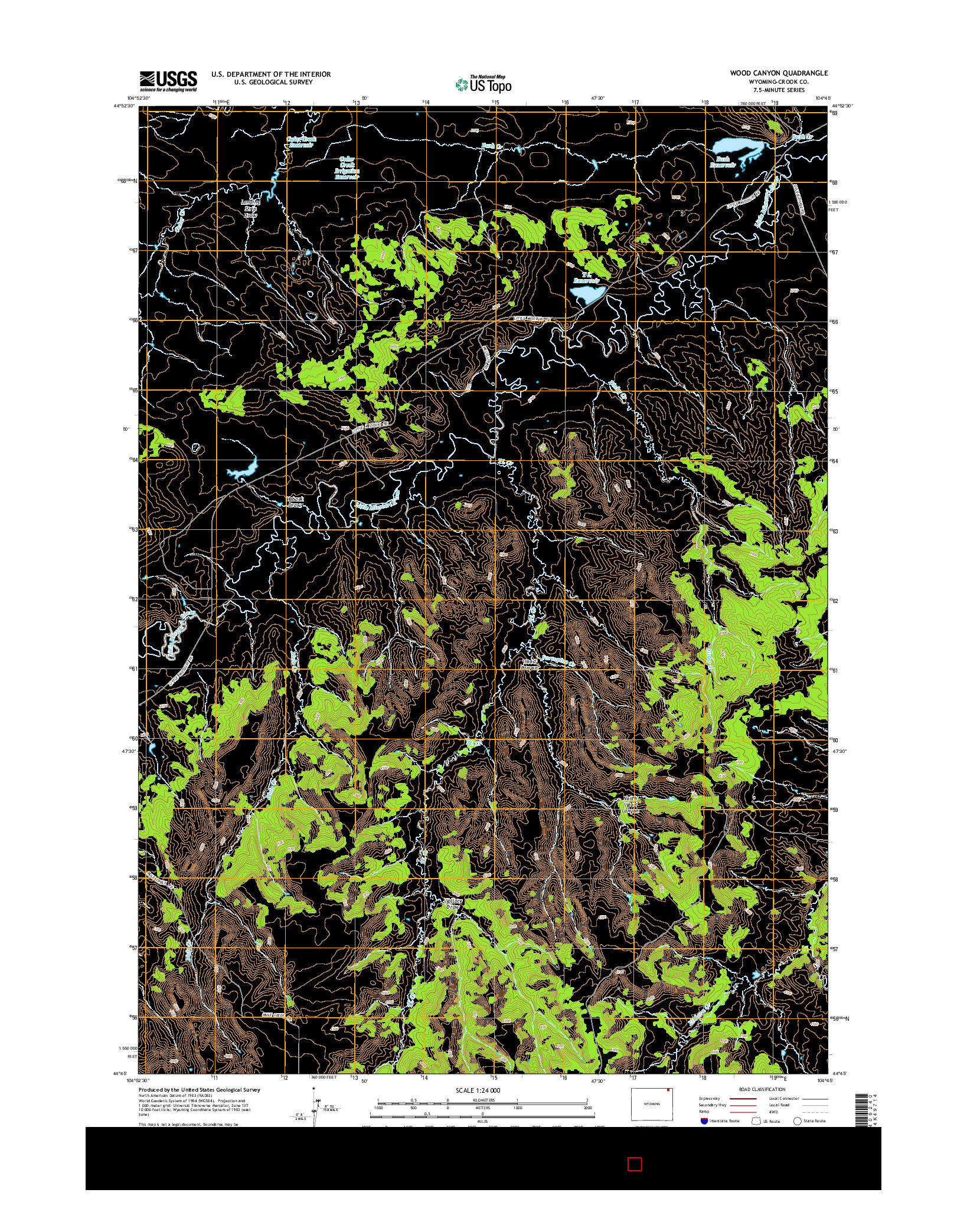 USGS US TOPO 7.5-MINUTE MAP FOR WOOD CANYON, WY 2015