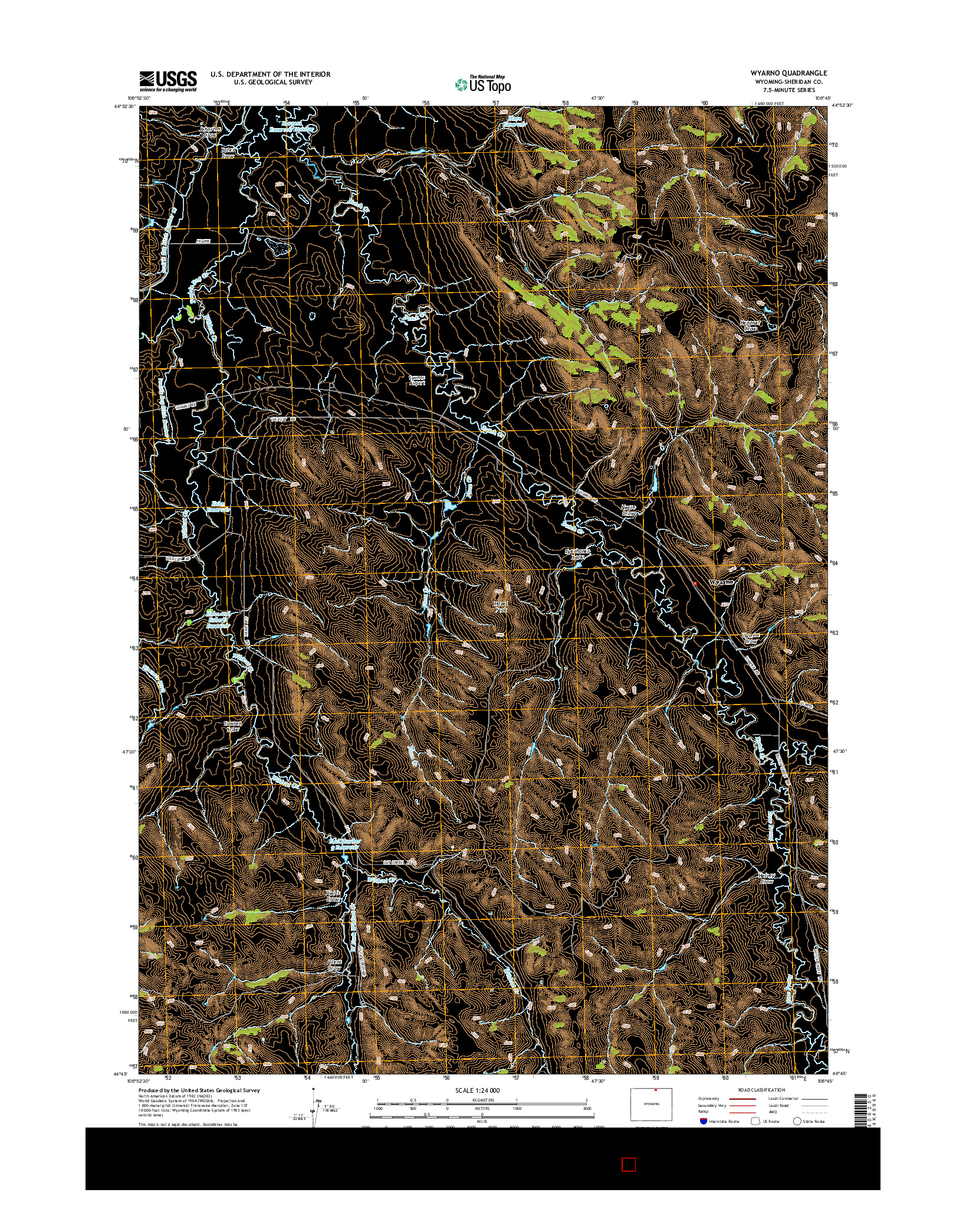 USGS US TOPO 7.5-MINUTE MAP FOR WYARNO, WY 2015