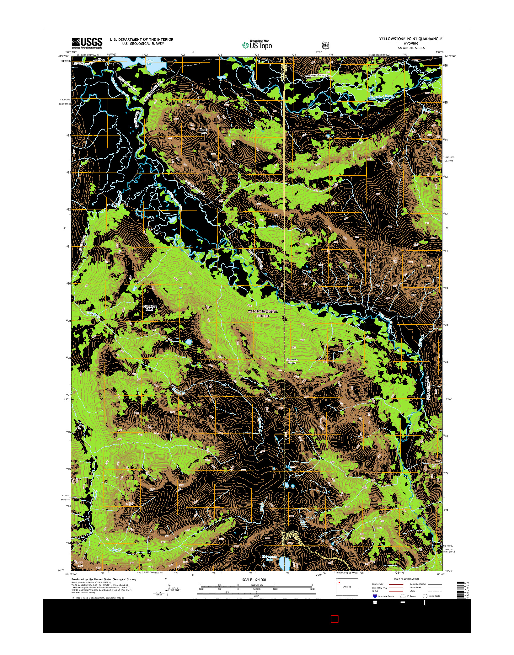 USGS US TOPO 7.5-MINUTE MAP FOR YELLOWSTONE POINT, WY 2015