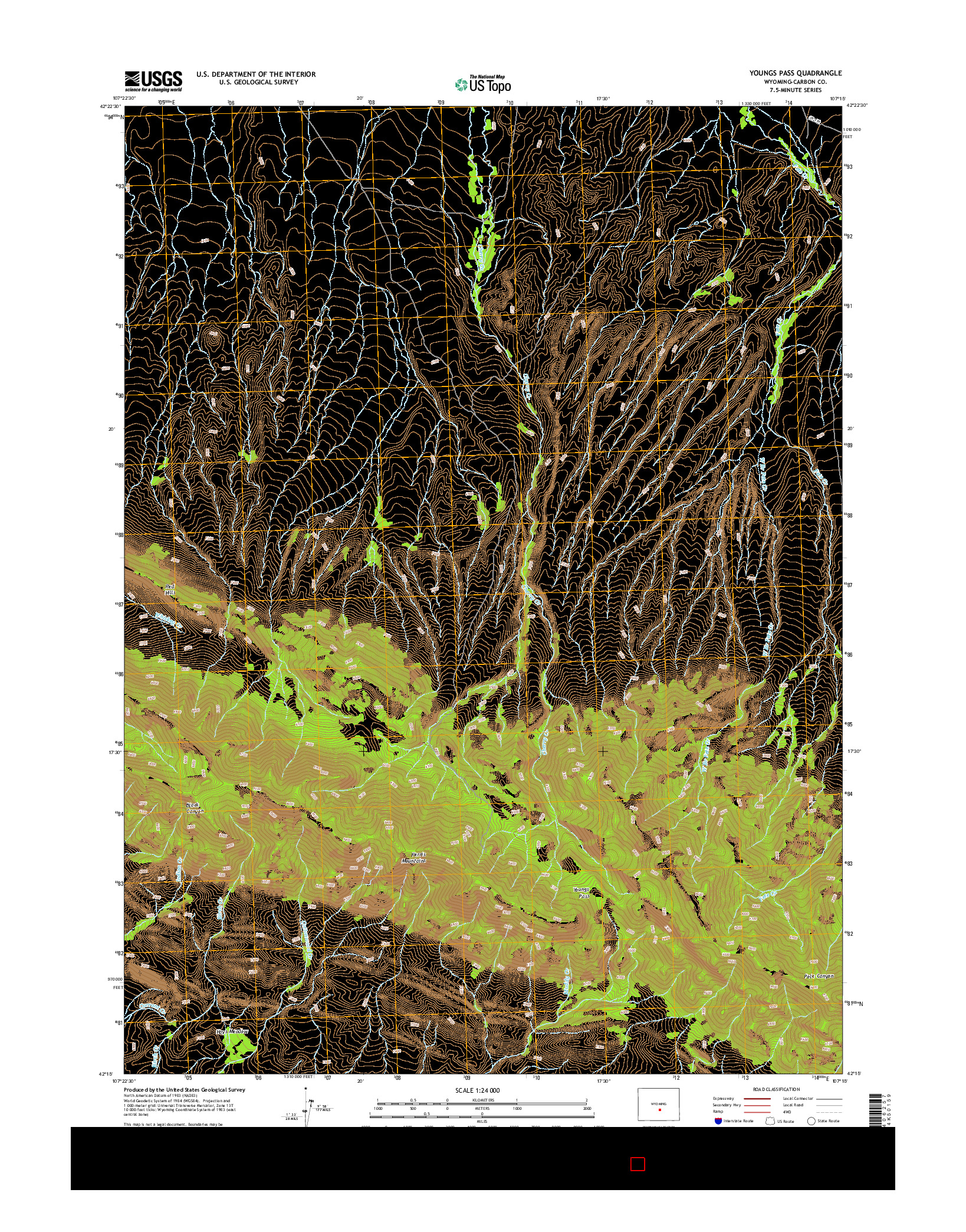 USGS US TOPO 7.5-MINUTE MAP FOR YOUNGS PASS, WY 2015