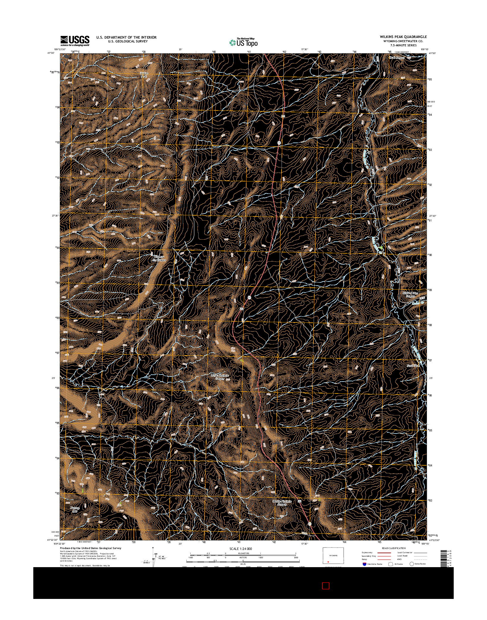 USGS US TOPO 7.5-MINUTE MAP FOR WILKINS PEAK, WY 2015