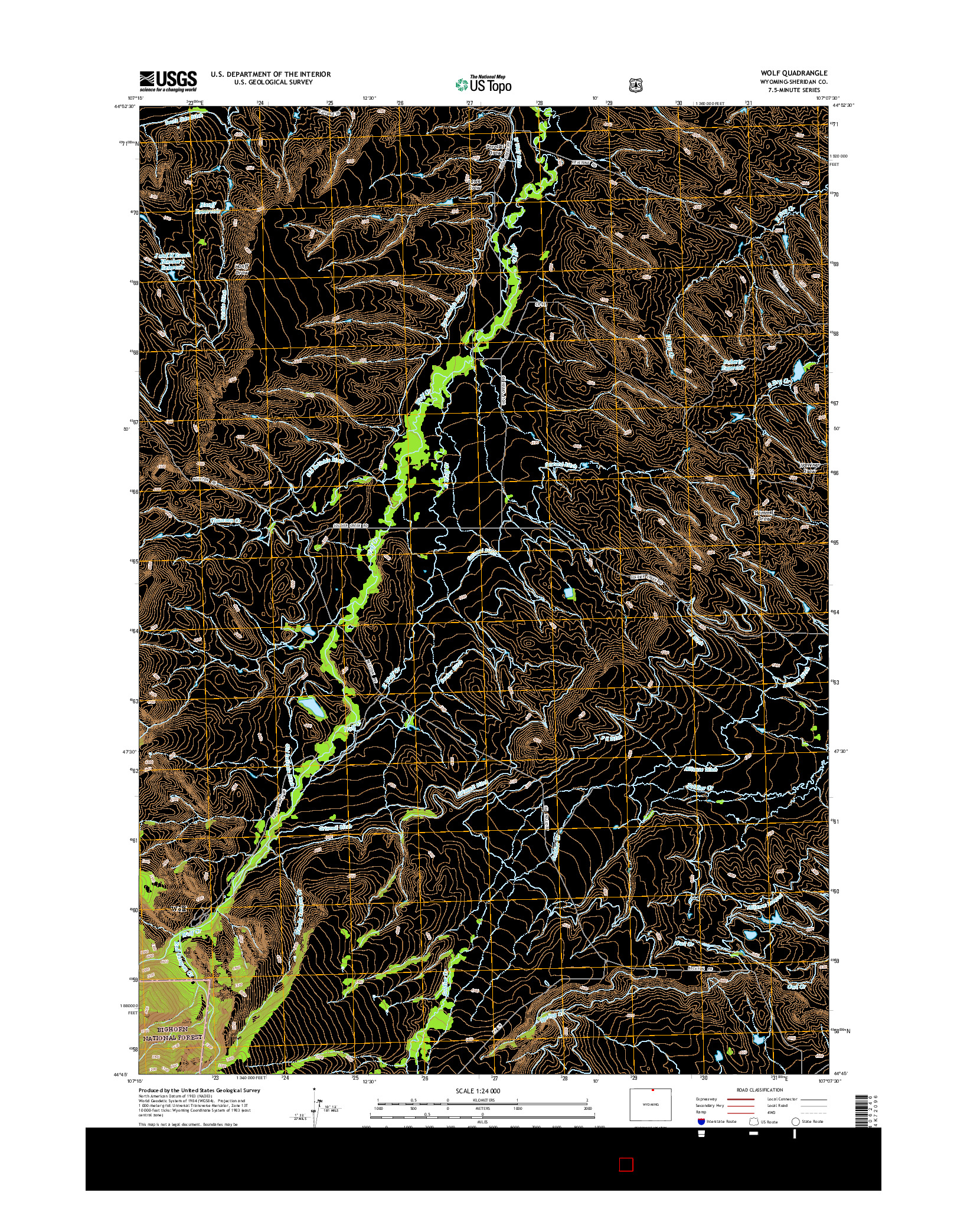 USGS US TOPO 7.5-MINUTE MAP FOR WOLF, WY 2015