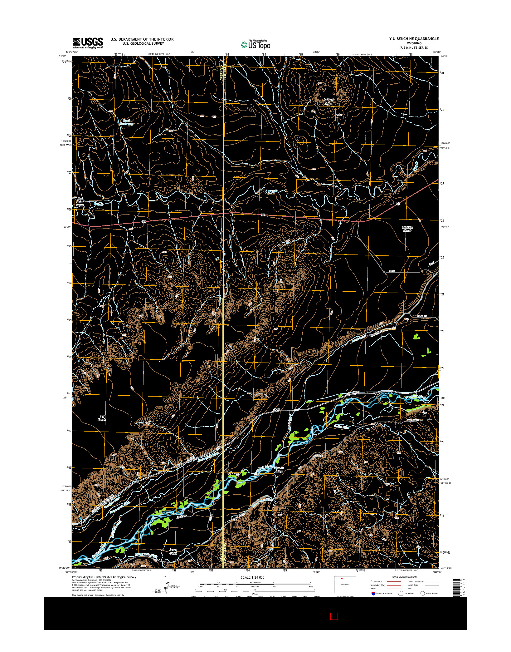 USGS US TOPO 7.5-MINUTE MAP FOR Y U BENCH NE, WY 2015