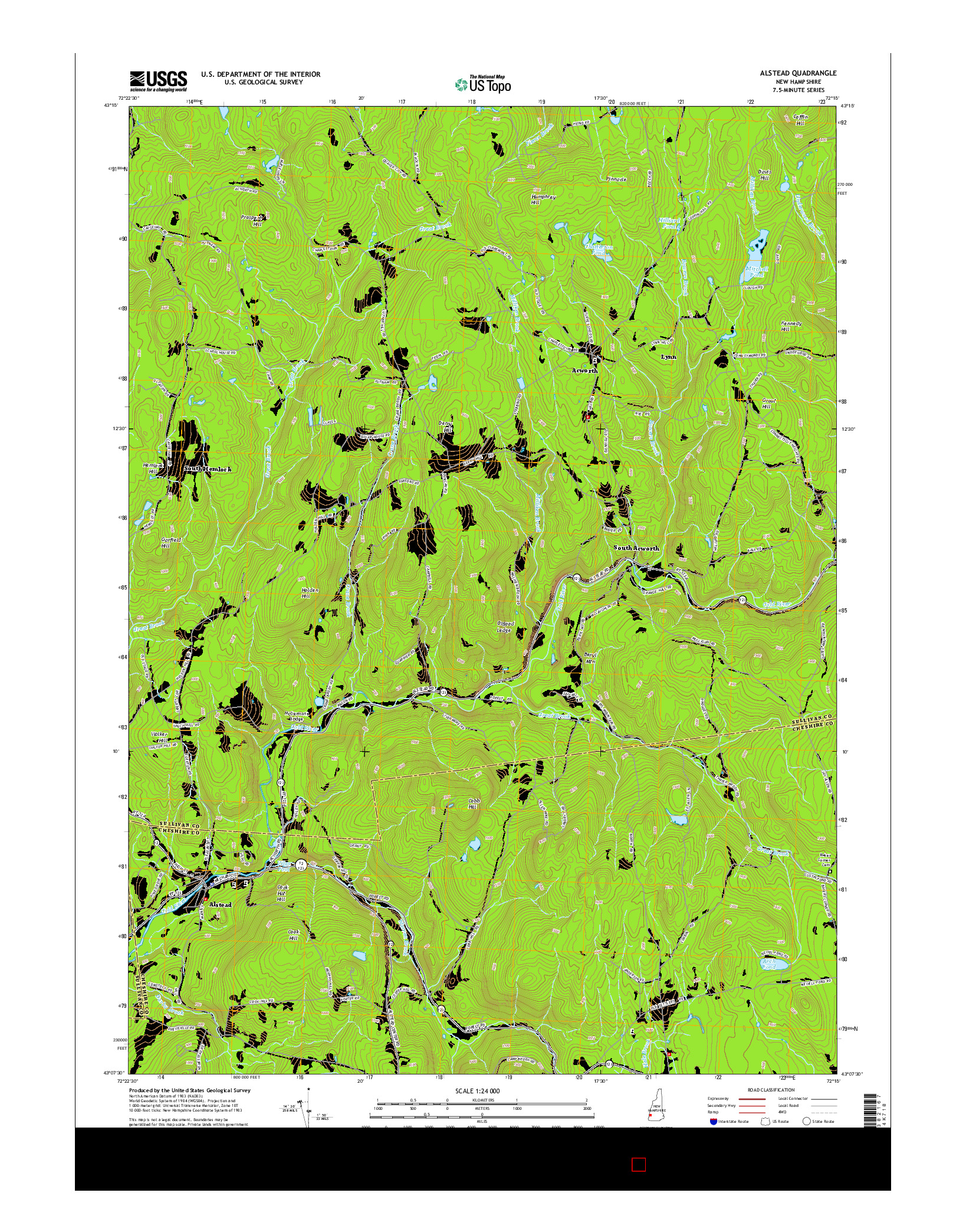 USGS US TOPO 7.5-MINUTE MAP FOR ALSTEAD, NH 2015