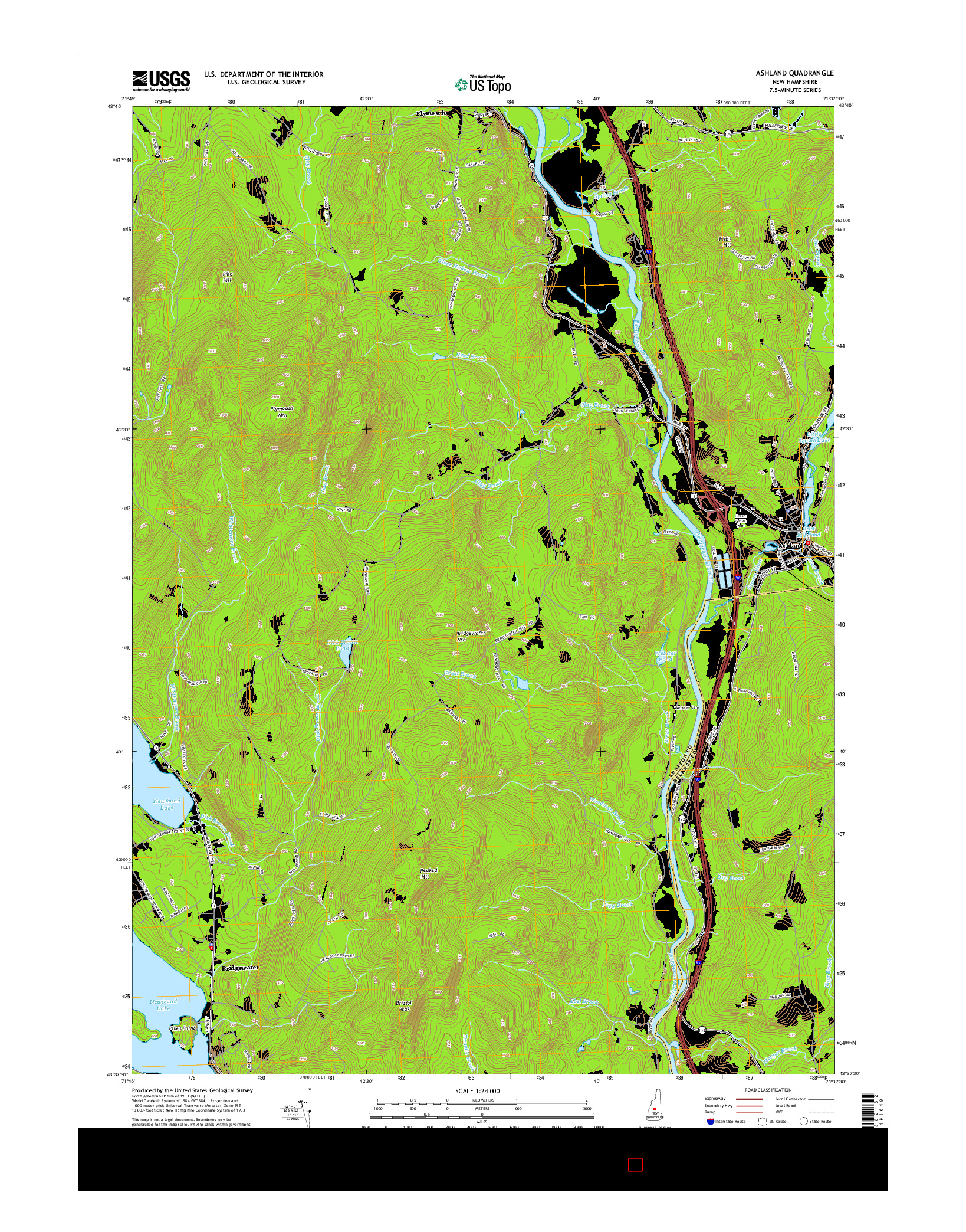 USGS US TOPO 7.5-MINUTE MAP FOR ASHLAND, NH 2015
