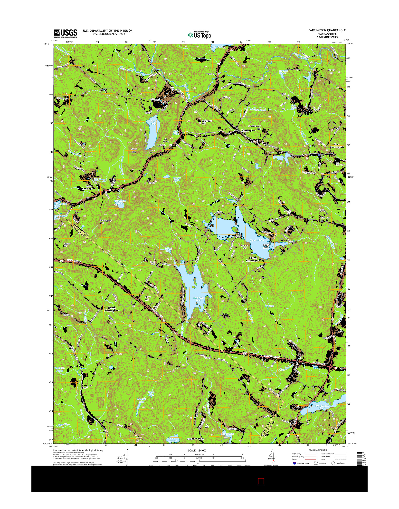 USGS US TOPO 7.5-MINUTE MAP FOR BARRINGTON, NH 2015