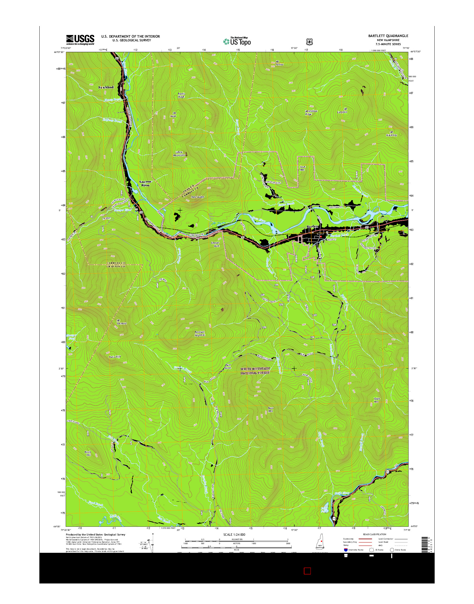 USGS US TOPO 7.5-MINUTE MAP FOR BARTLETT, NH 2015