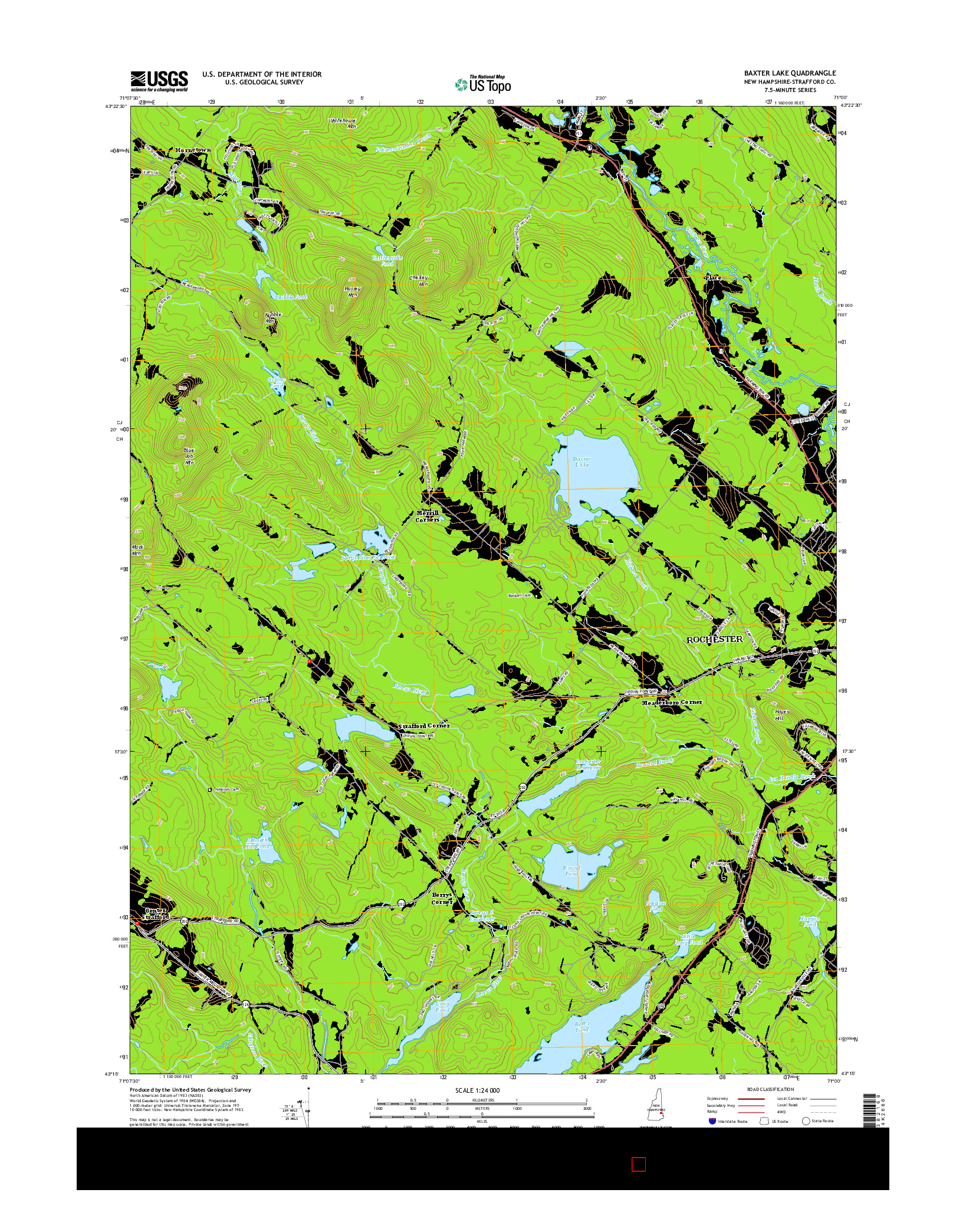 USGS US TOPO 7.5-MINUTE MAP FOR BAXTER LAKE, NH 2015