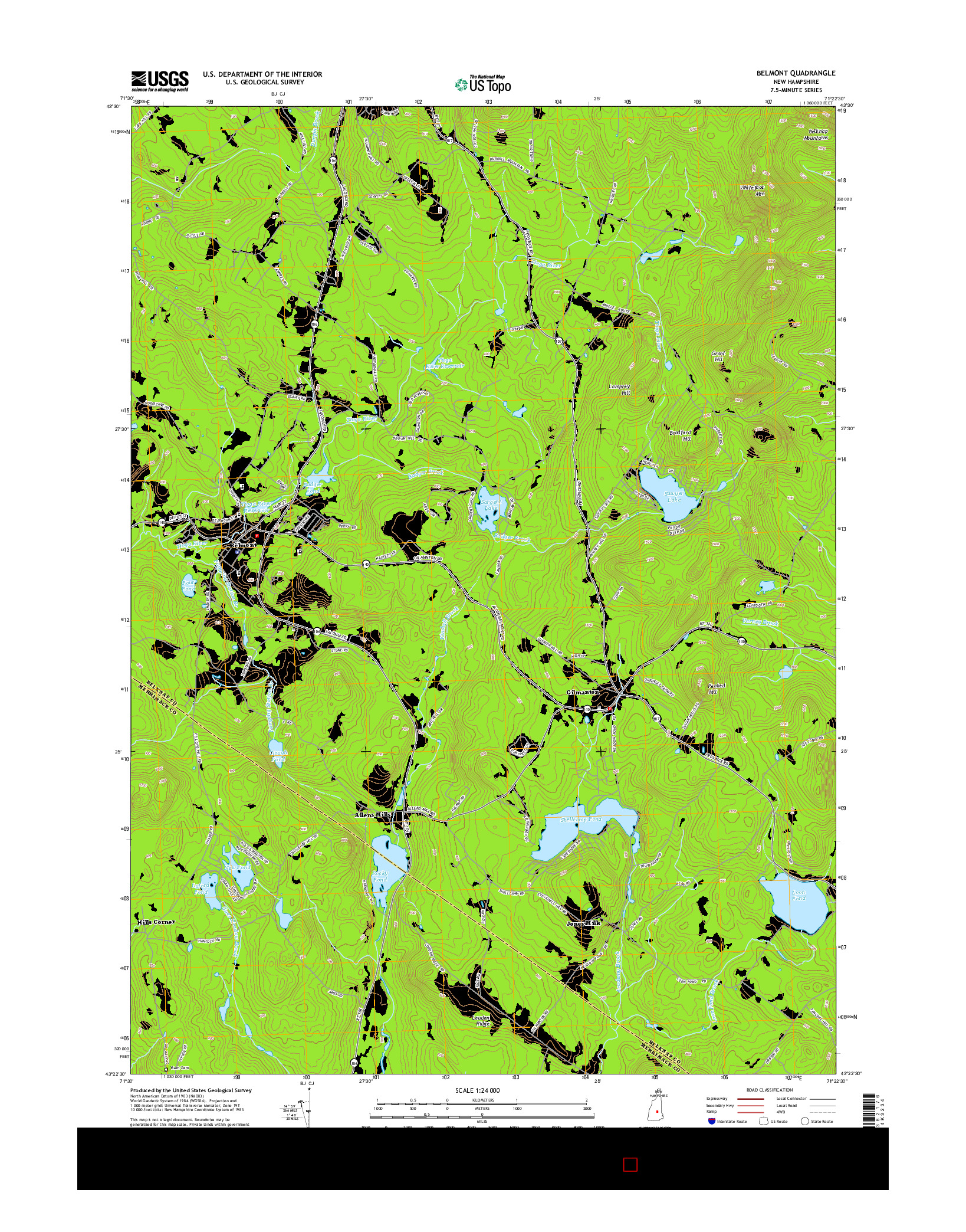 USGS US TOPO 7.5-MINUTE MAP FOR BELMONT, NH 2015