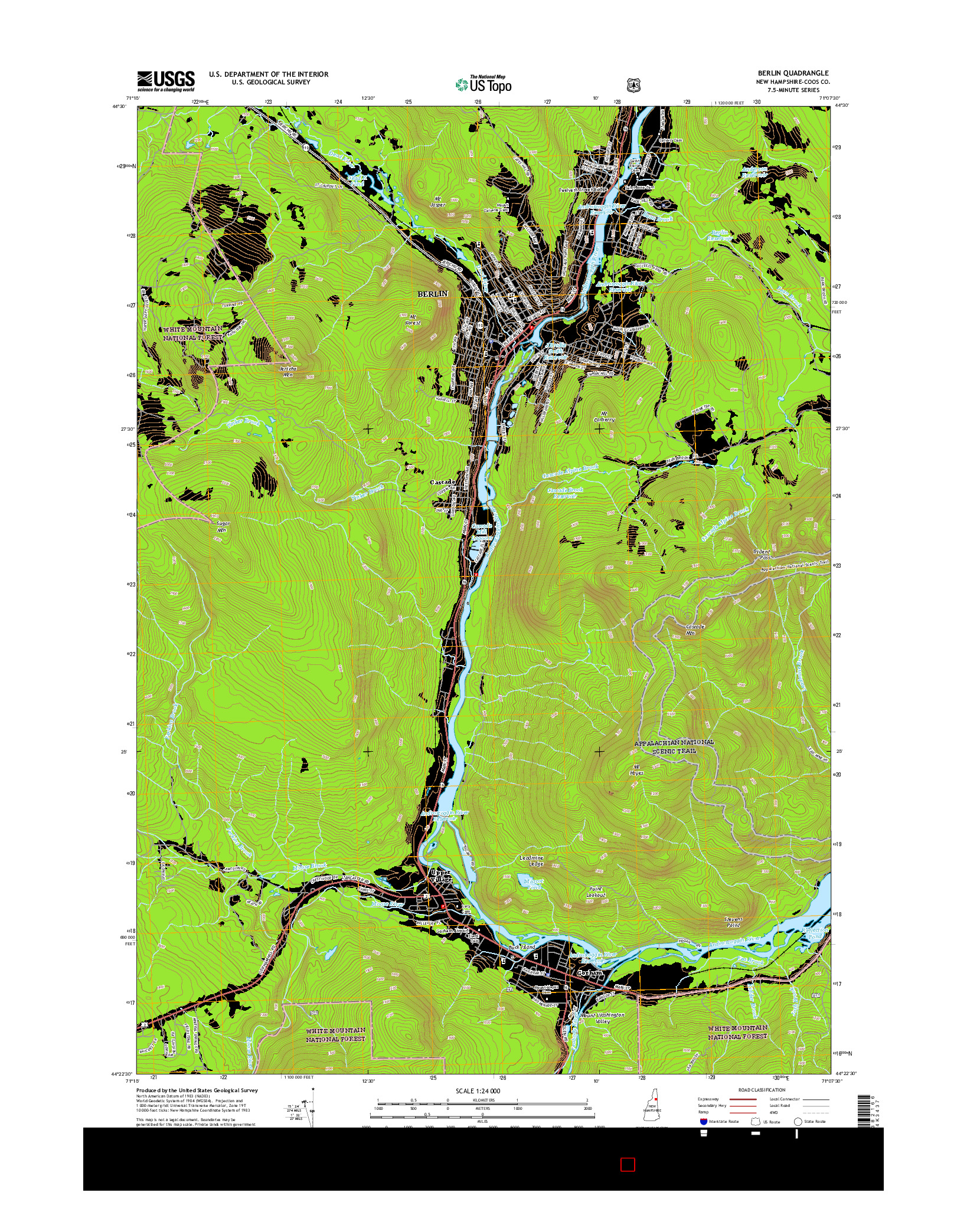 USGS US TOPO 7.5-MINUTE MAP FOR BERLIN, NH 2015