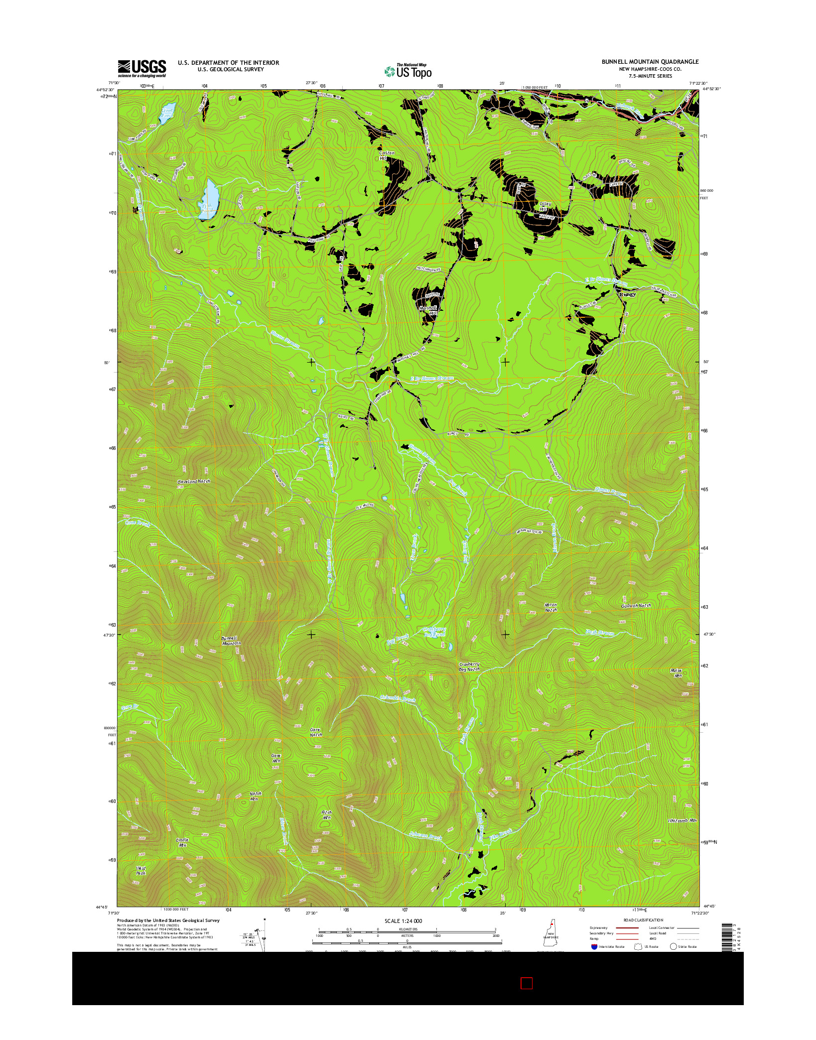 USGS US TOPO 7.5-MINUTE MAP FOR BUNNELL MOUNTAIN, NH 2015