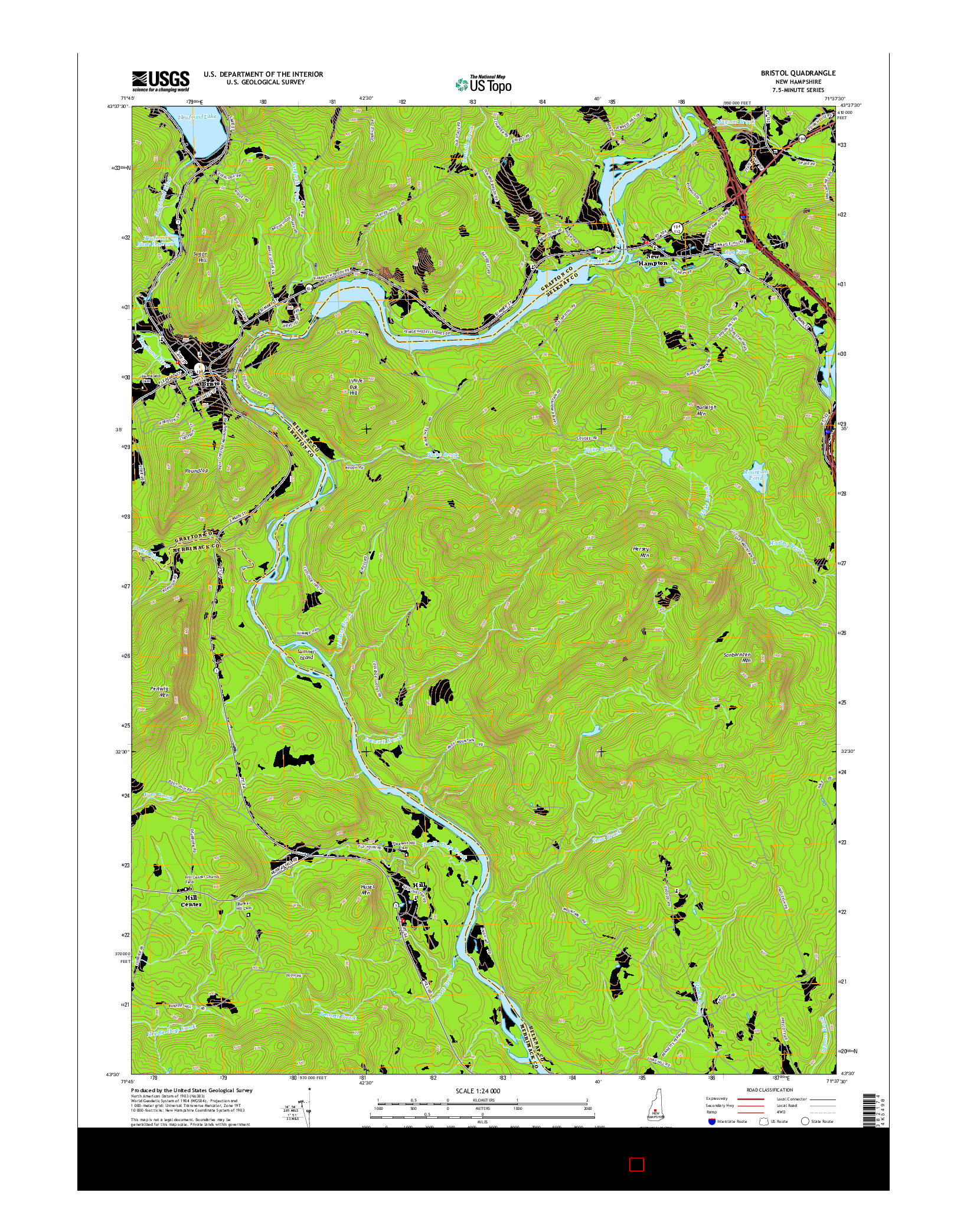 USGS US TOPO 7.5-MINUTE MAP FOR BRISTOL, NH 2015