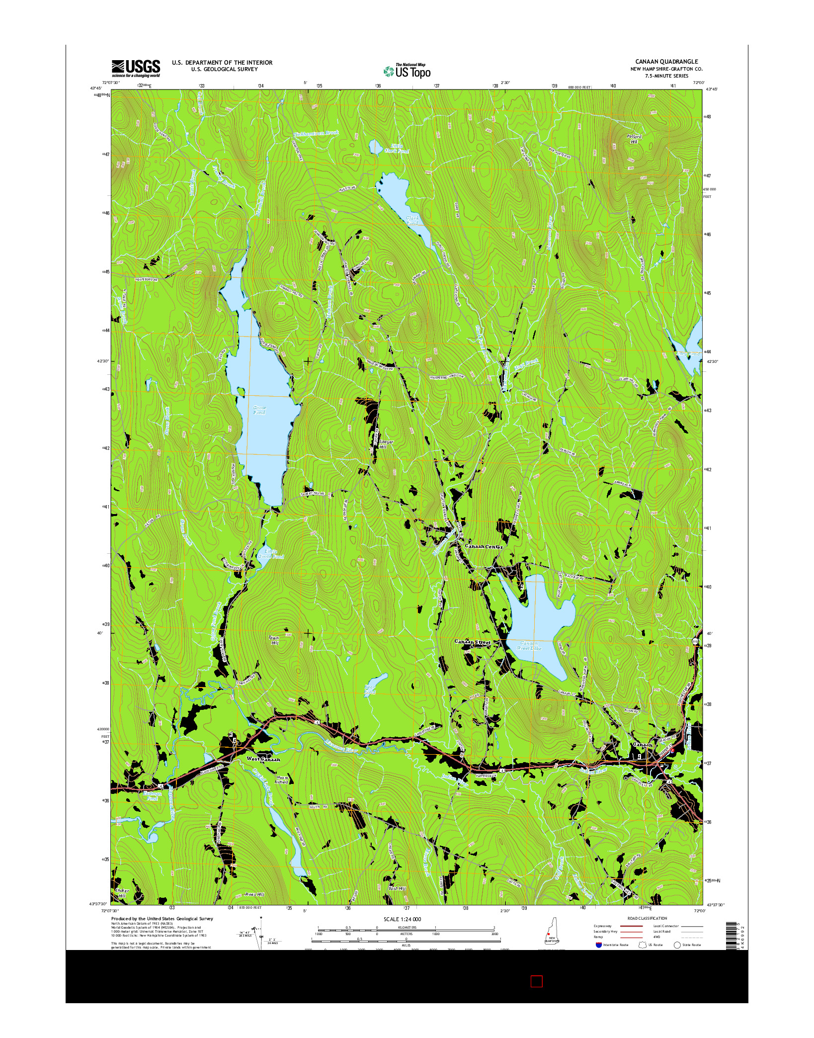 USGS US TOPO 7.5-MINUTE MAP FOR CANAAN, NH 2015
