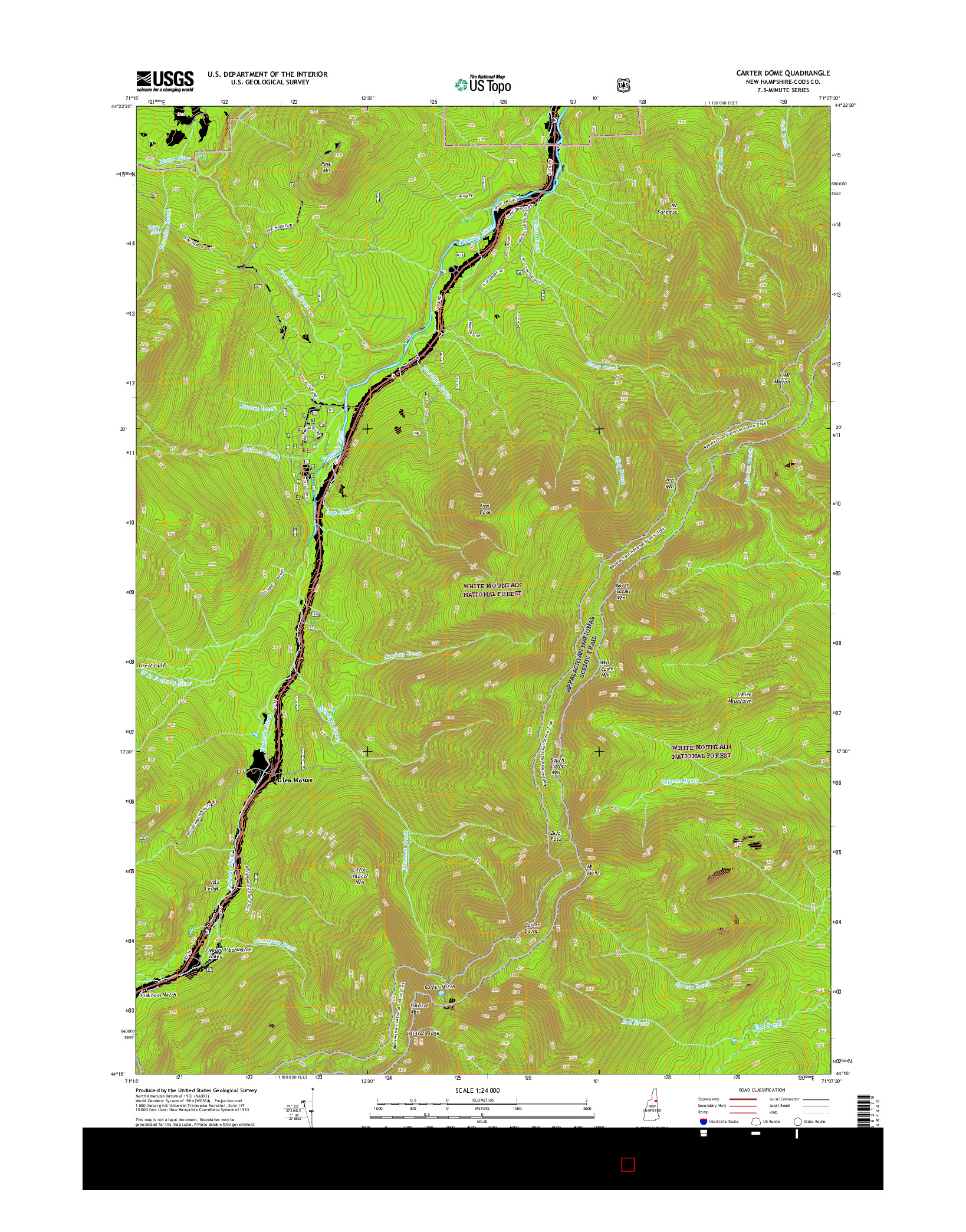 USGS US TOPO 7.5-MINUTE MAP FOR CARTER DOME, NH 2015