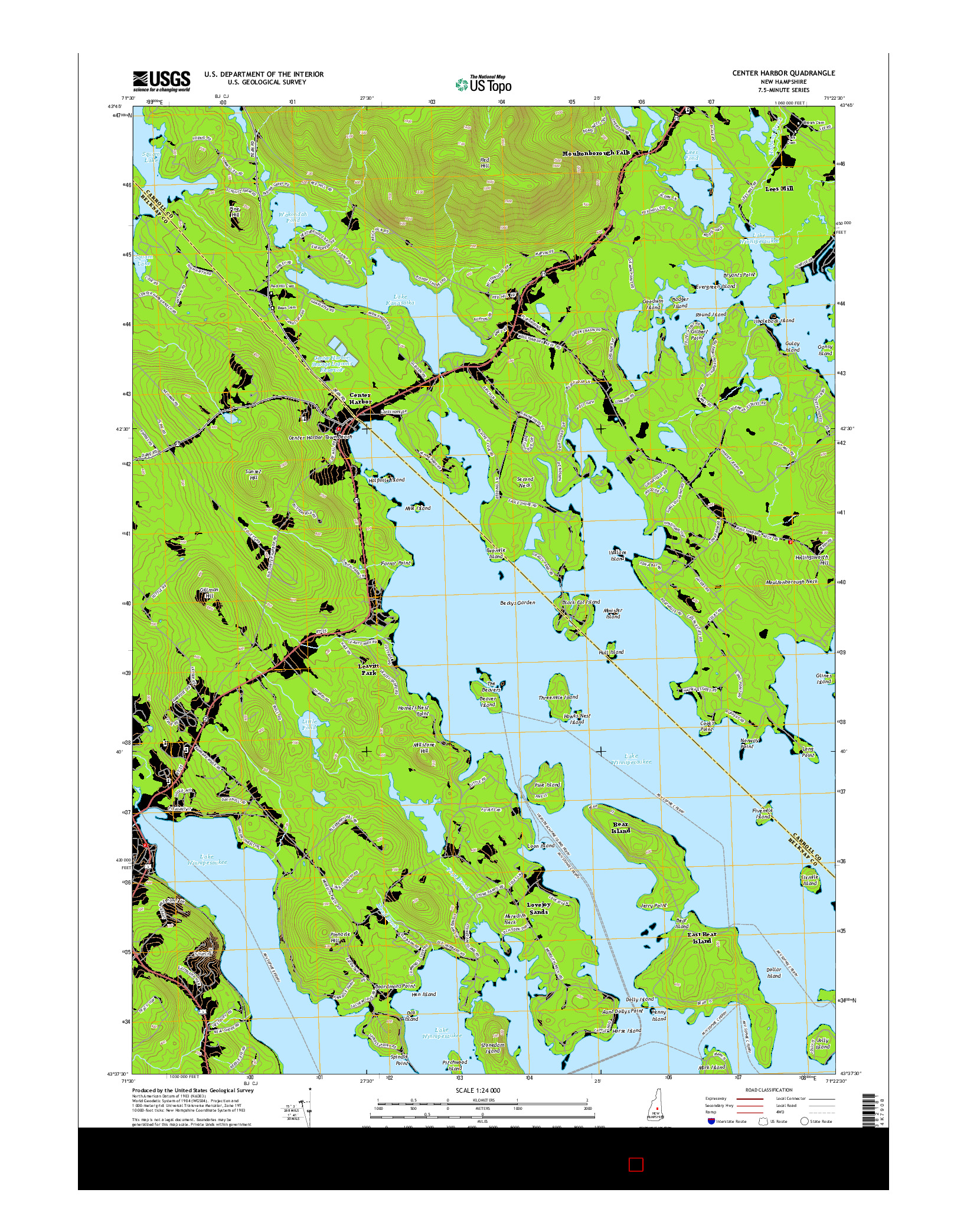 USGS US TOPO 7.5-MINUTE MAP FOR CENTER HARBOR, NH 2015