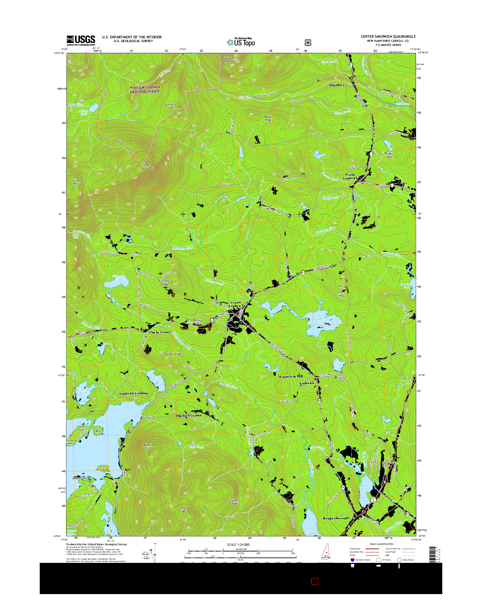 USGS US TOPO 7.5-MINUTE MAP FOR CENTER SANDWICH, NH 2015
