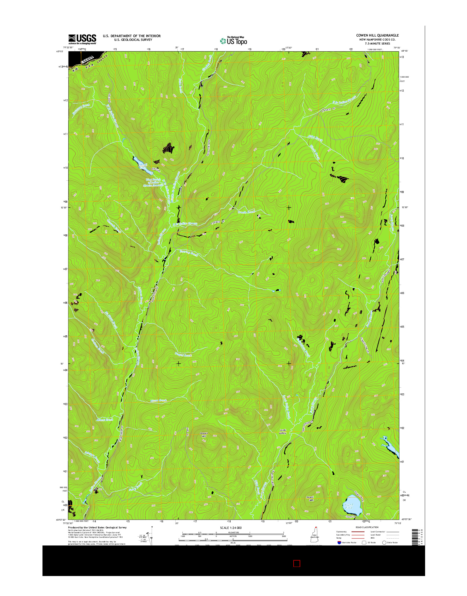 USGS US TOPO 7.5-MINUTE MAP FOR COWEN HILL, NH 2015