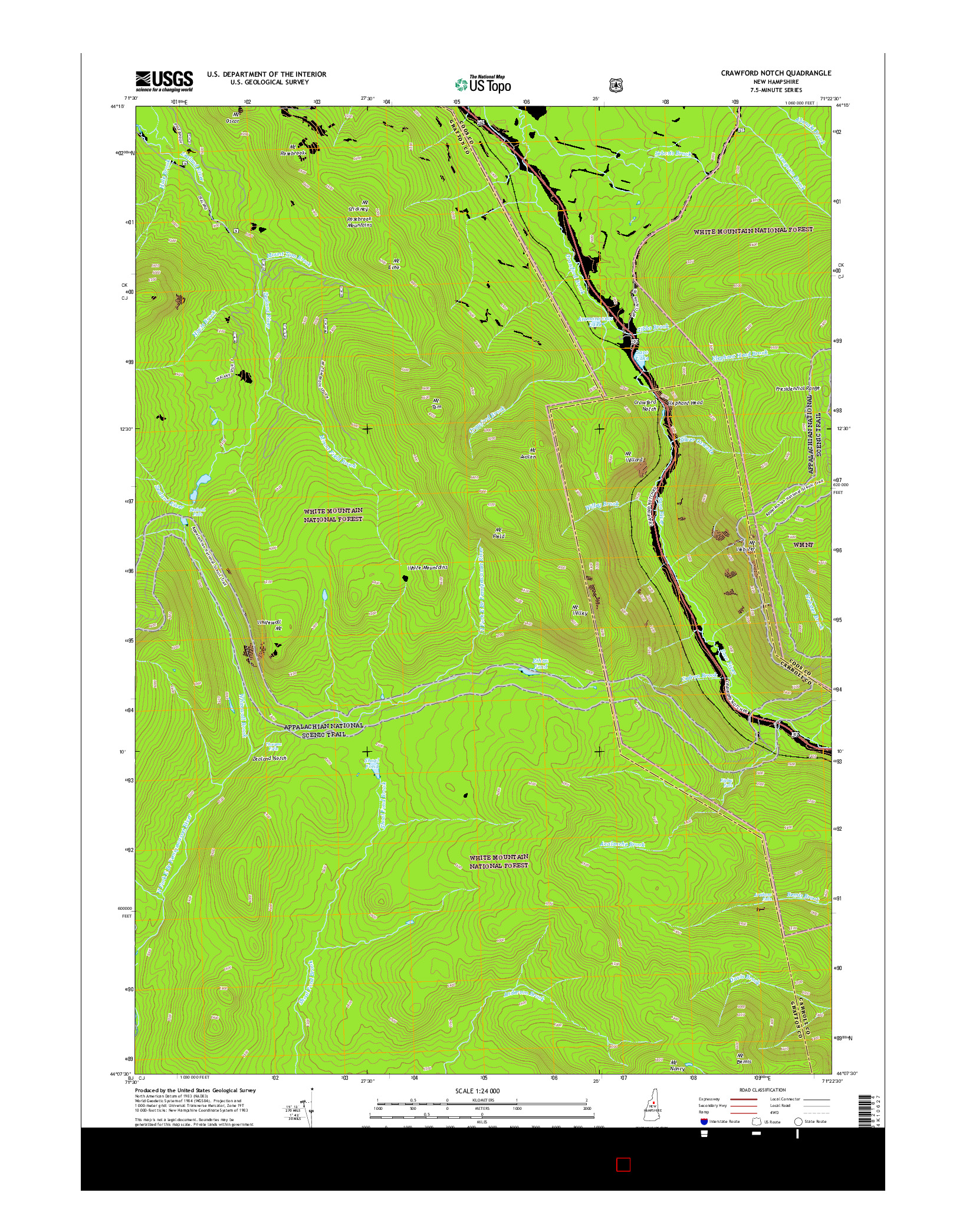 USGS US TOPO 7.5-MINUTE MAP FOR CRAWFORD NOTCH, NH 2015