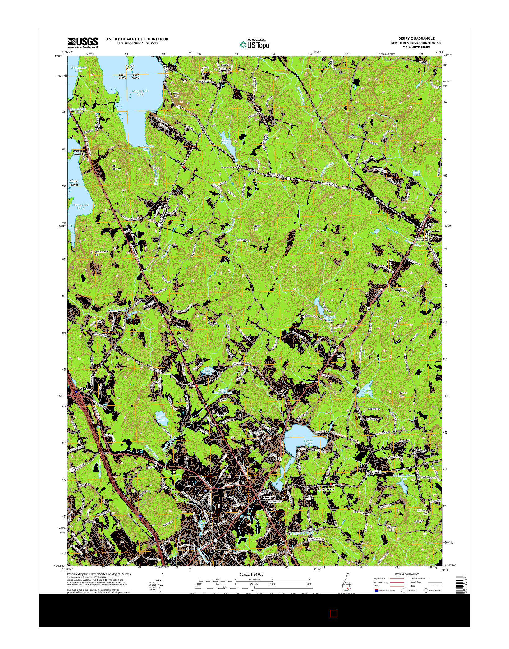 USGS US TOPO 7.5-MINUTE MAP FOR DERRY, NH 2015