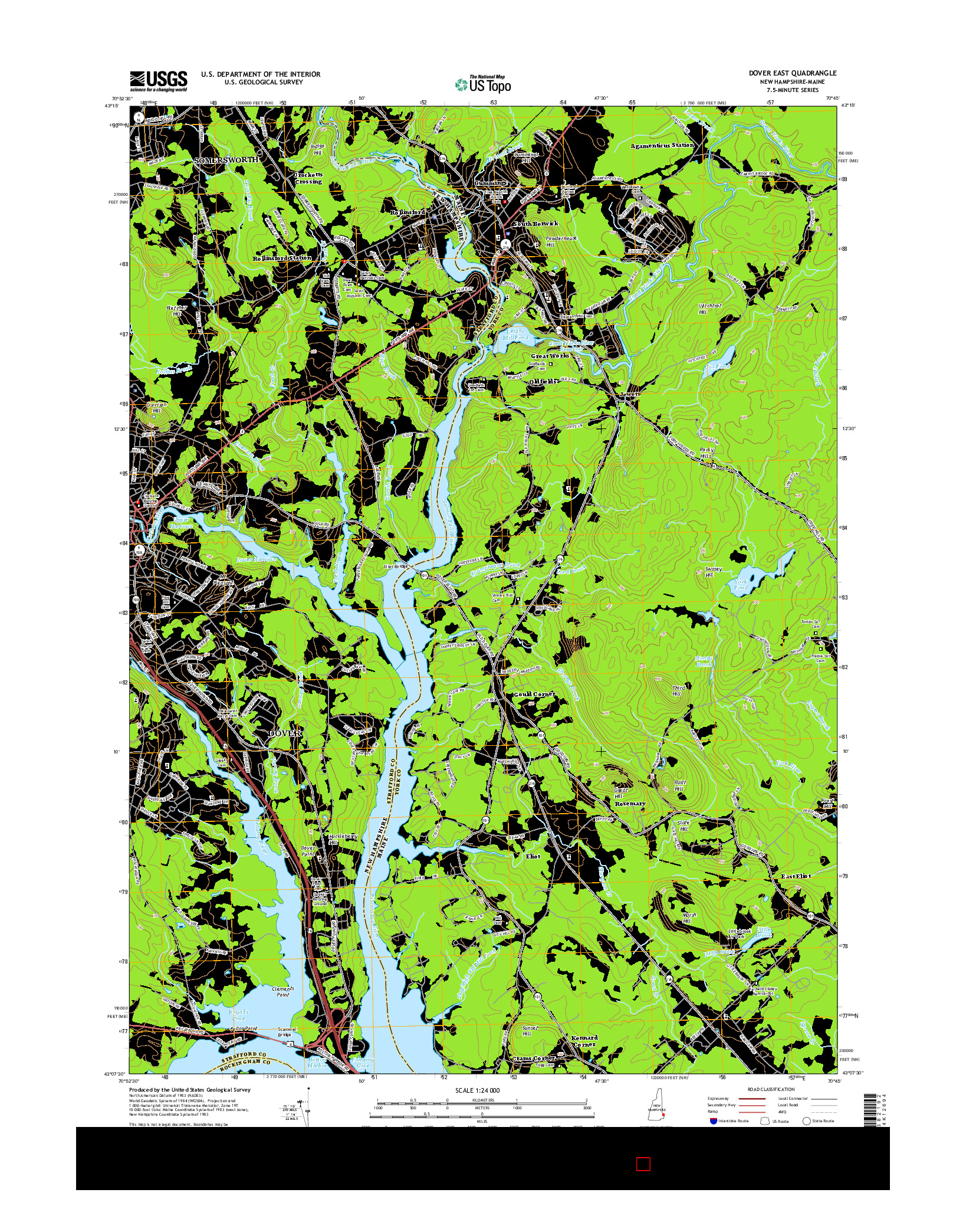 USGS US TOPO 7.5-MINUTE MAP FOR DOVER EAST, NH-ME 2015