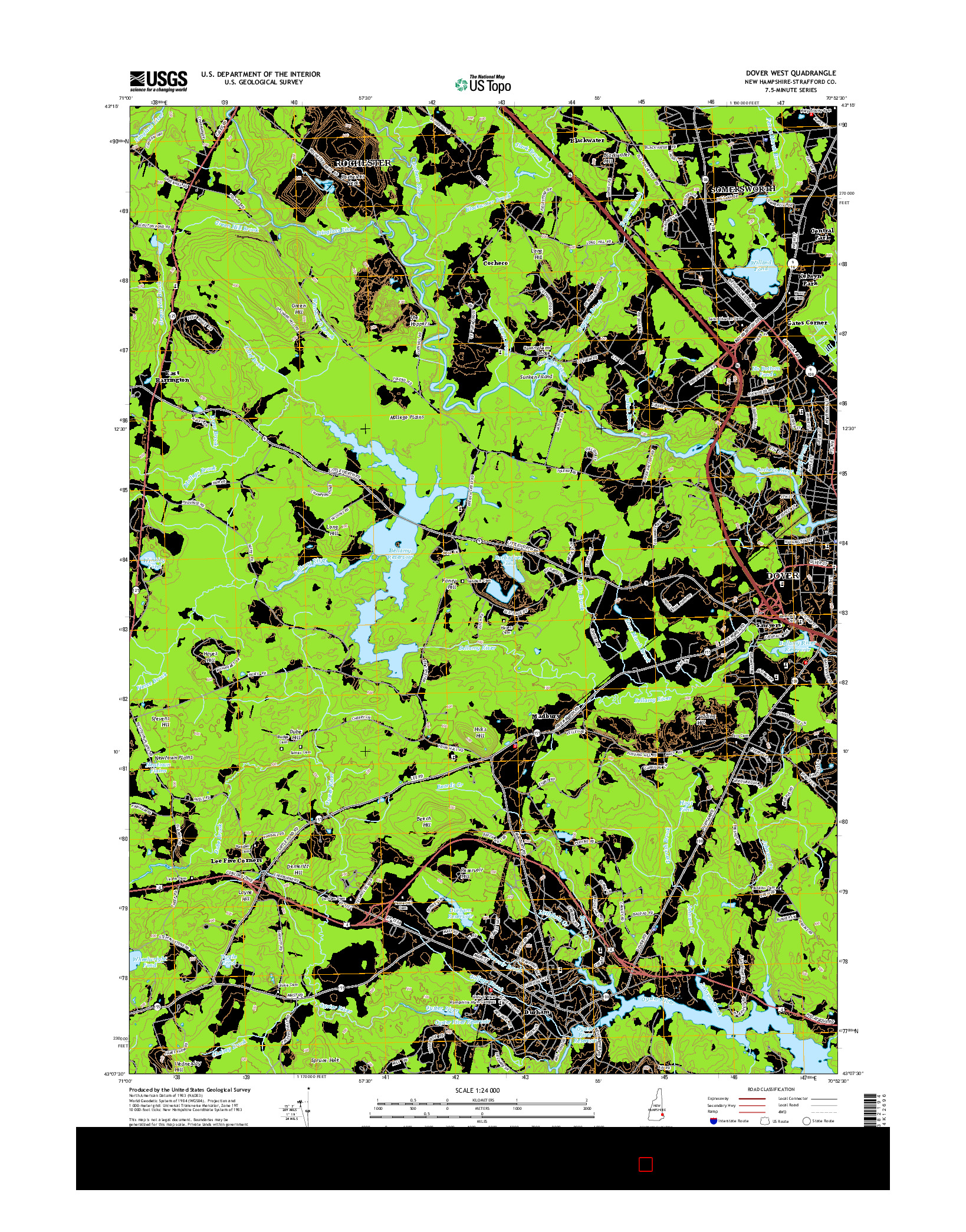 USGS US TOPO 7.5-MINUTE MAP FOR DOVER WEST, NH 2015