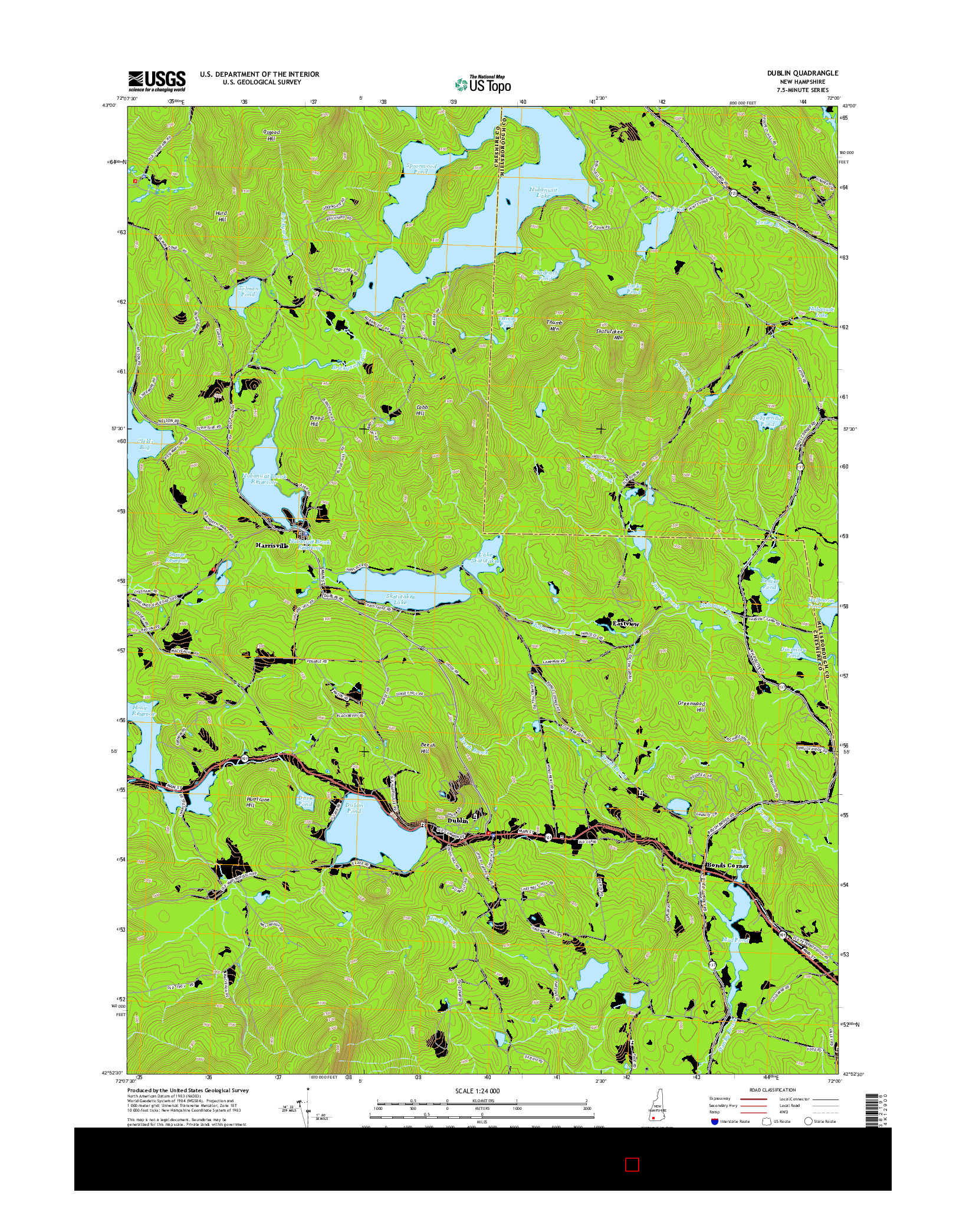 USGS US TOPO 7.5-MINUTE MAP FOR DUBLIN, NH 2015