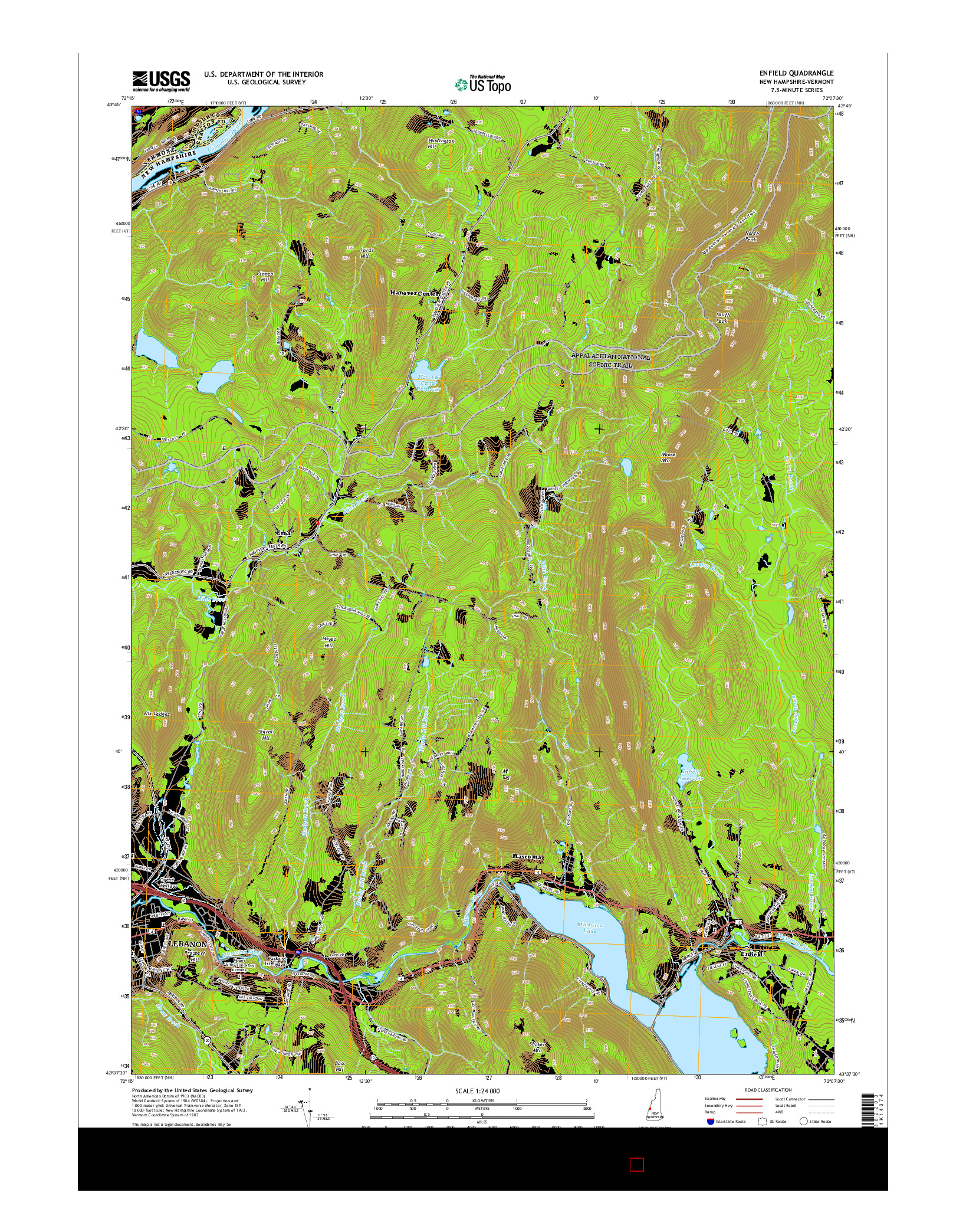 USGS US TOPO 7.5-MINUTE MAP FOR ENFIELD, NH-VT 2015