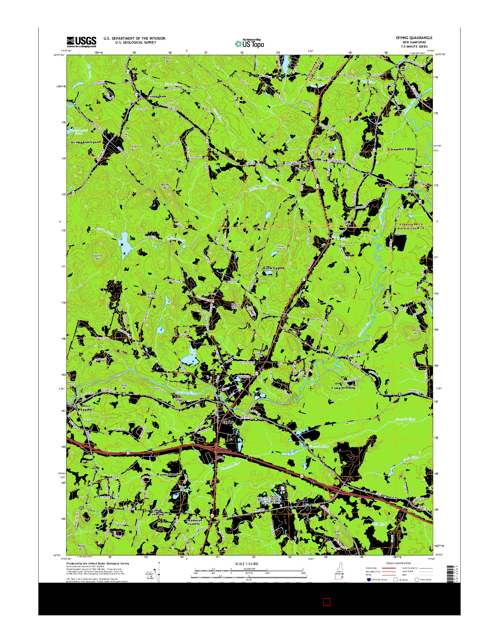 USGS US TOPO 7.5-MINUTE MAP FOR EPPING, NH 2015