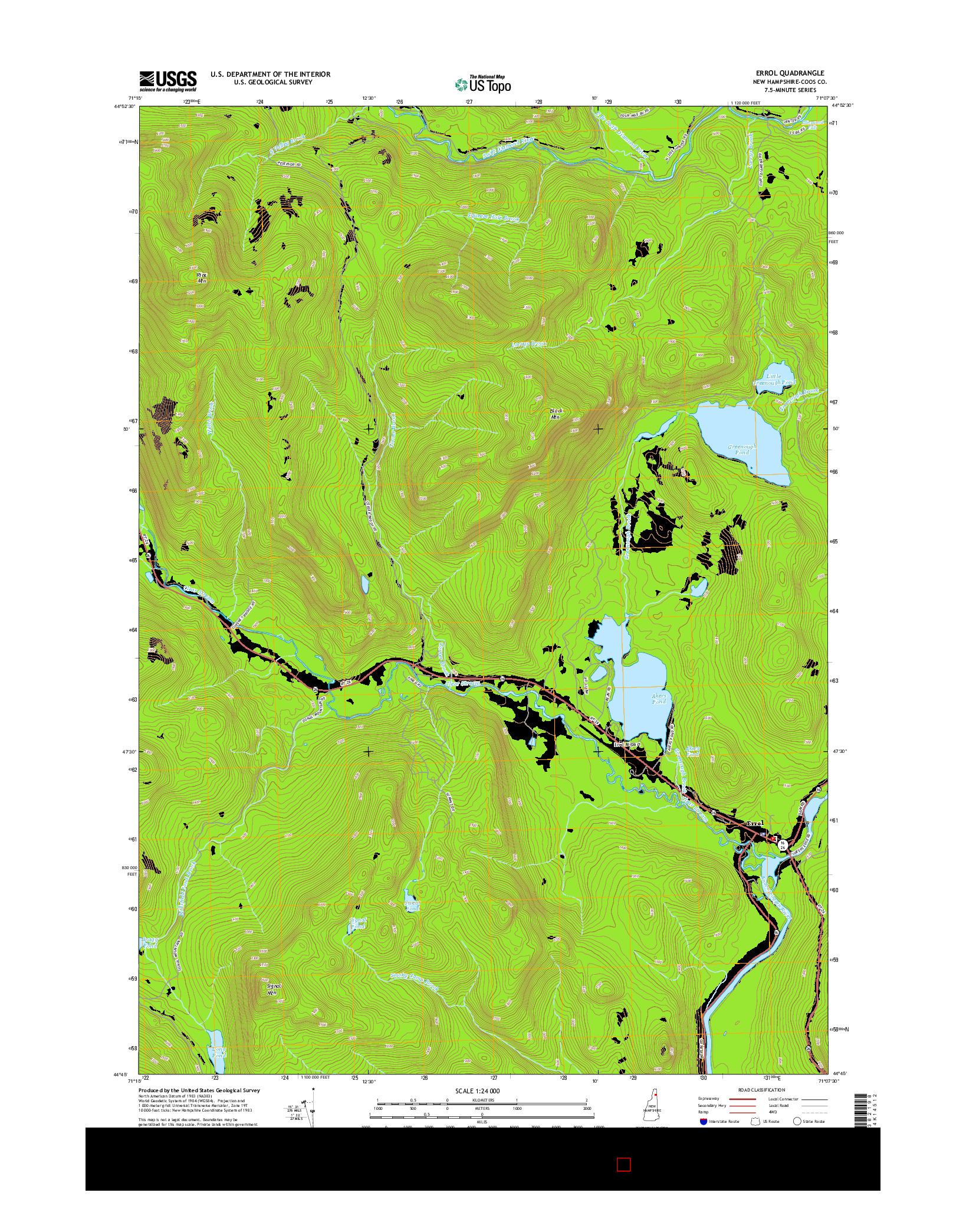 USGS US TOPO 7.5-MINUTE MAP FOR ERROL, NH 2015
