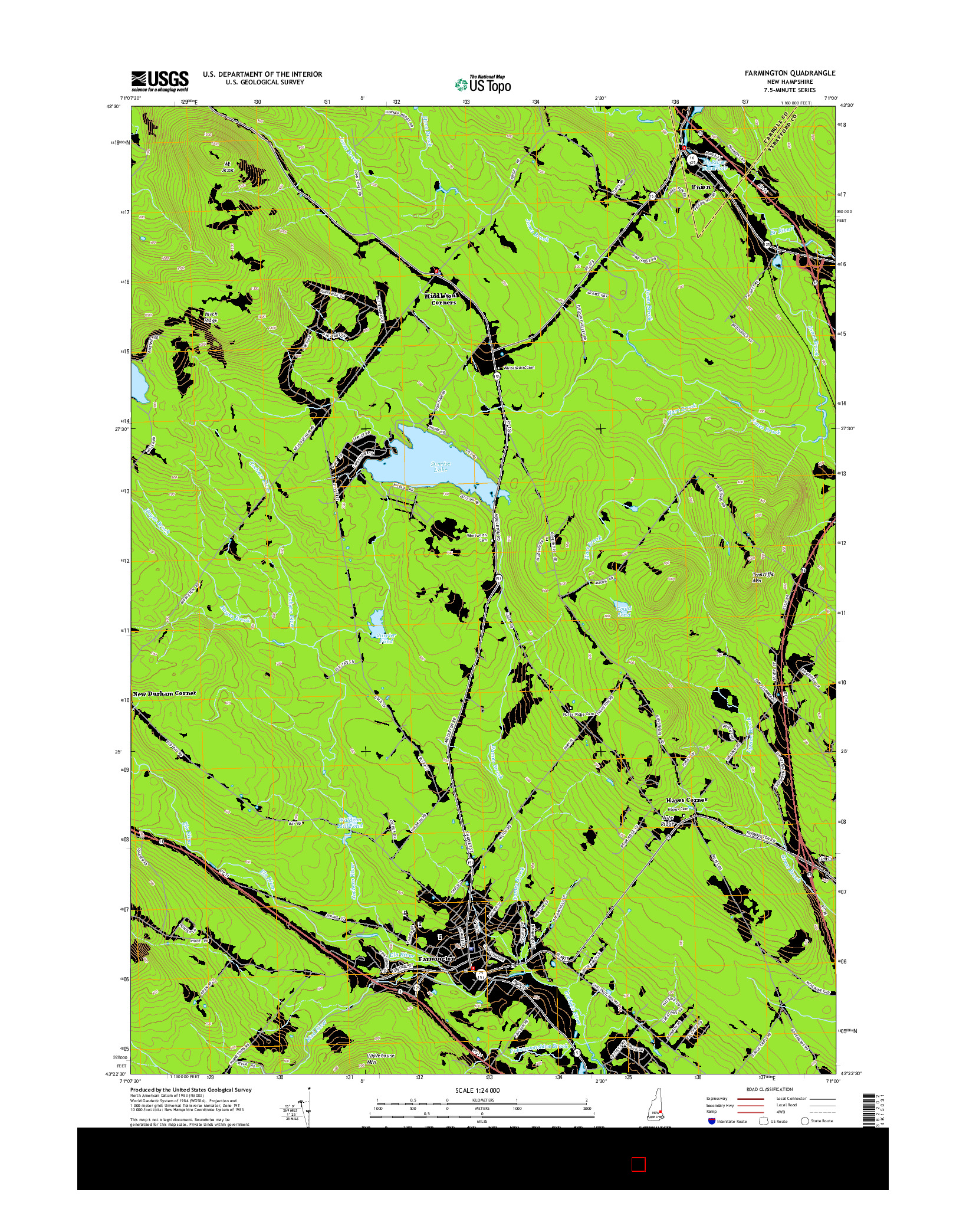 USGS US TOPO 7.5-MINUTE MAP FOR FARMINGTON, NH 2015