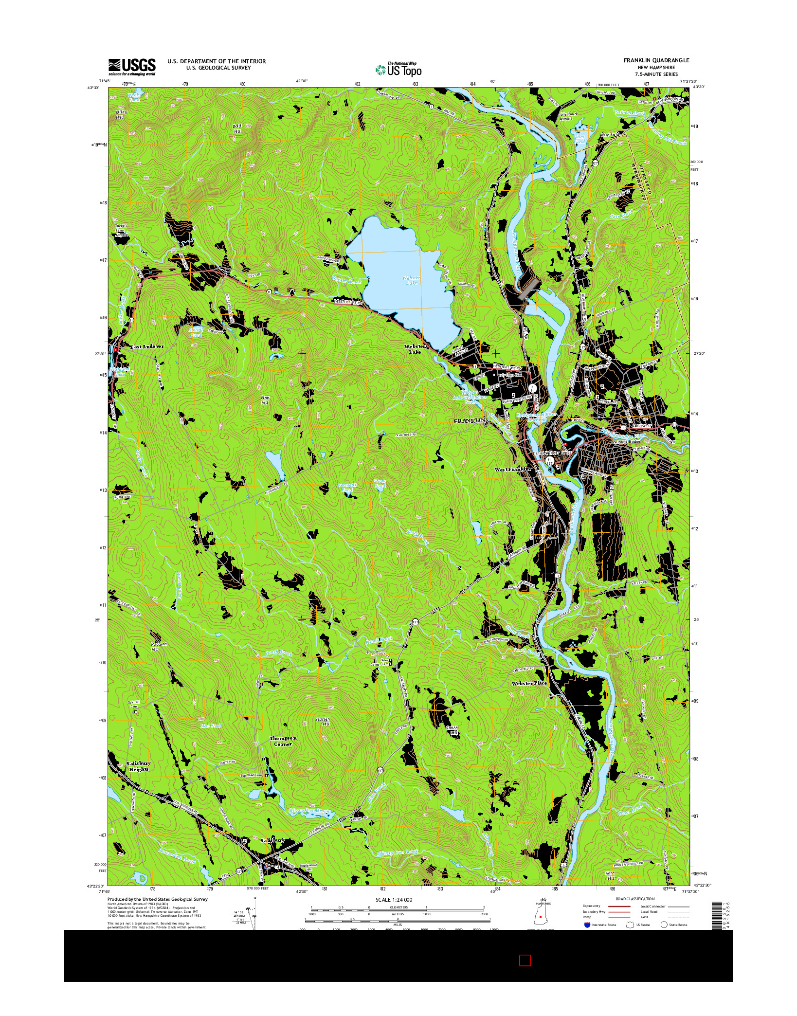 USGS US TOPO 7.5-MINUTE MAP FOR FRANKLIN, NH 2015