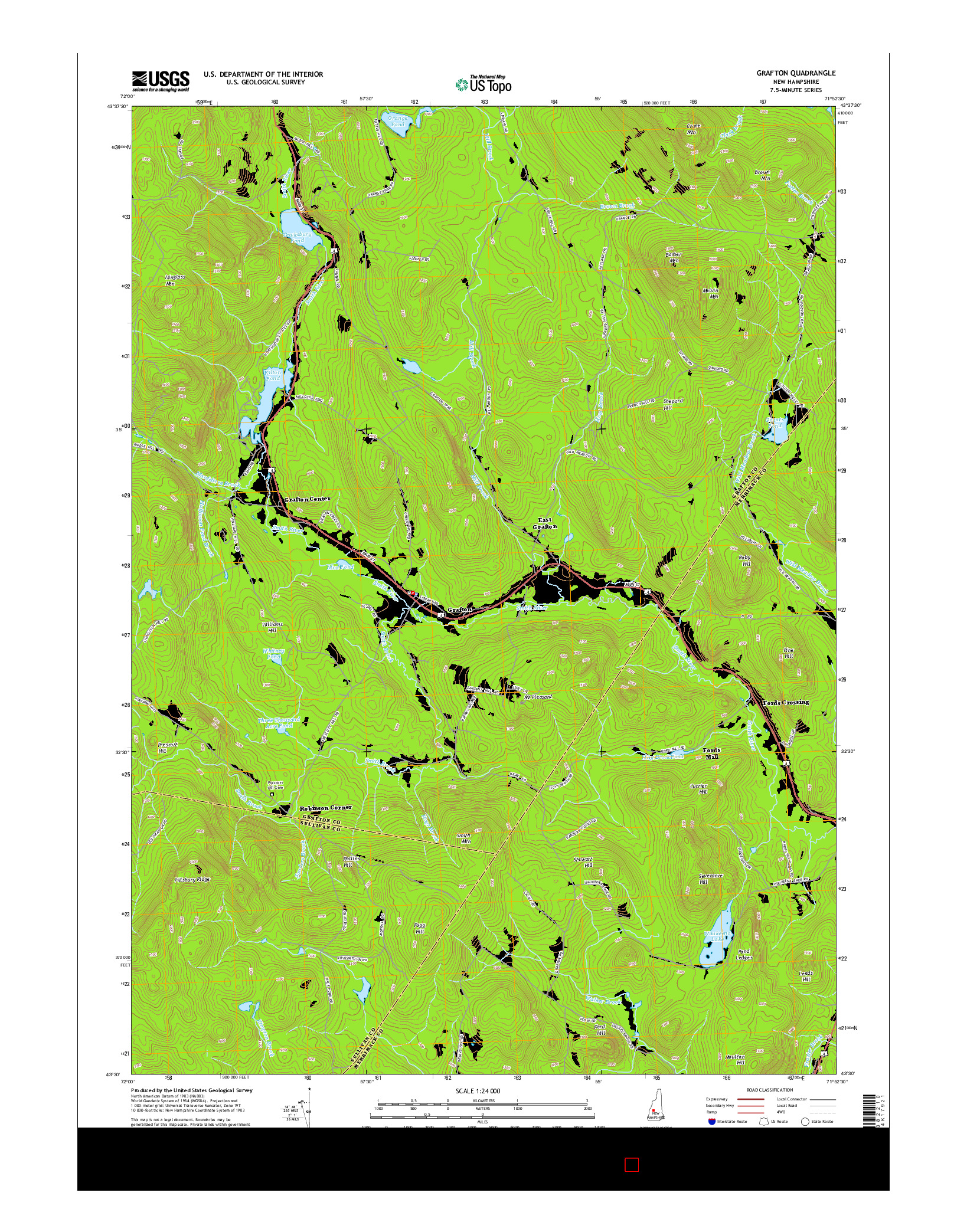 USGS US TOPO 7.5-MINUTE MAP FOR GRAFTON, NH 2015
