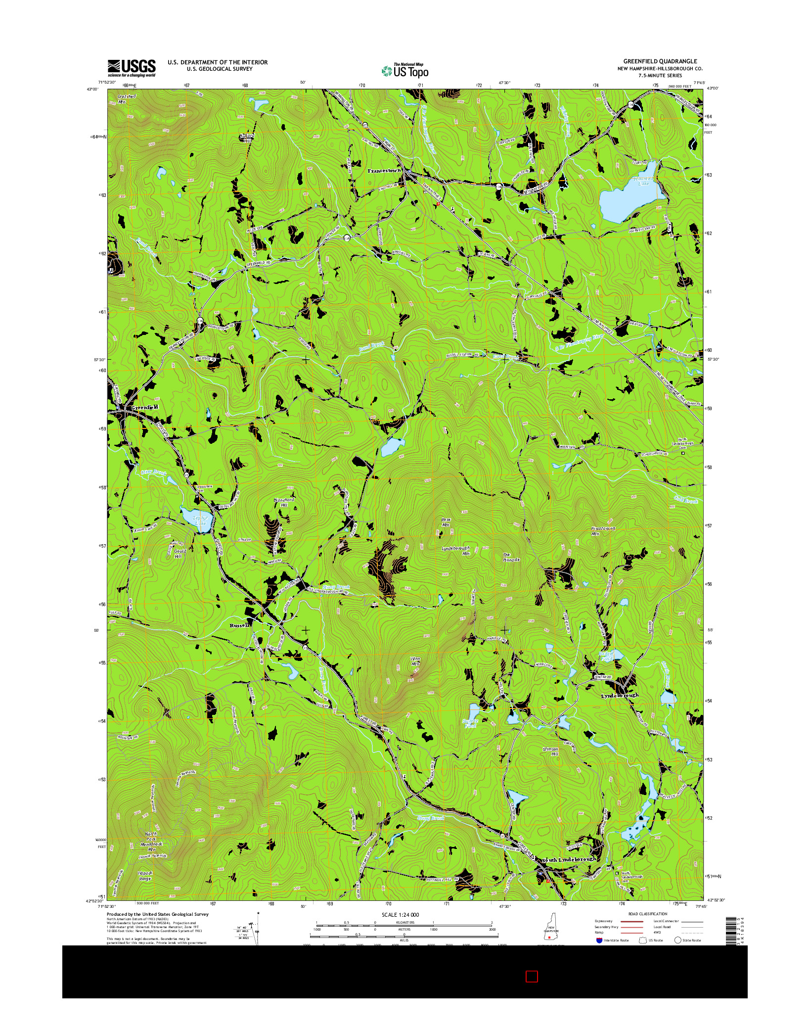 USGS US TOPO 7.5-MINUTE MAP FOR GREENFIELD, NH 2015