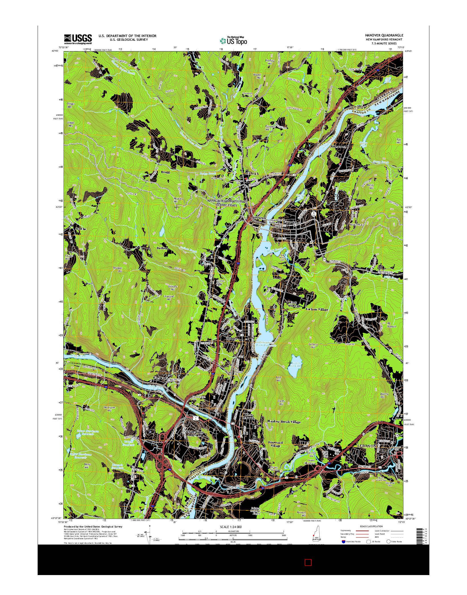 USGS US TOPO 7.5-MINUTE MAP FOR HANOVER, NH-VT 2015