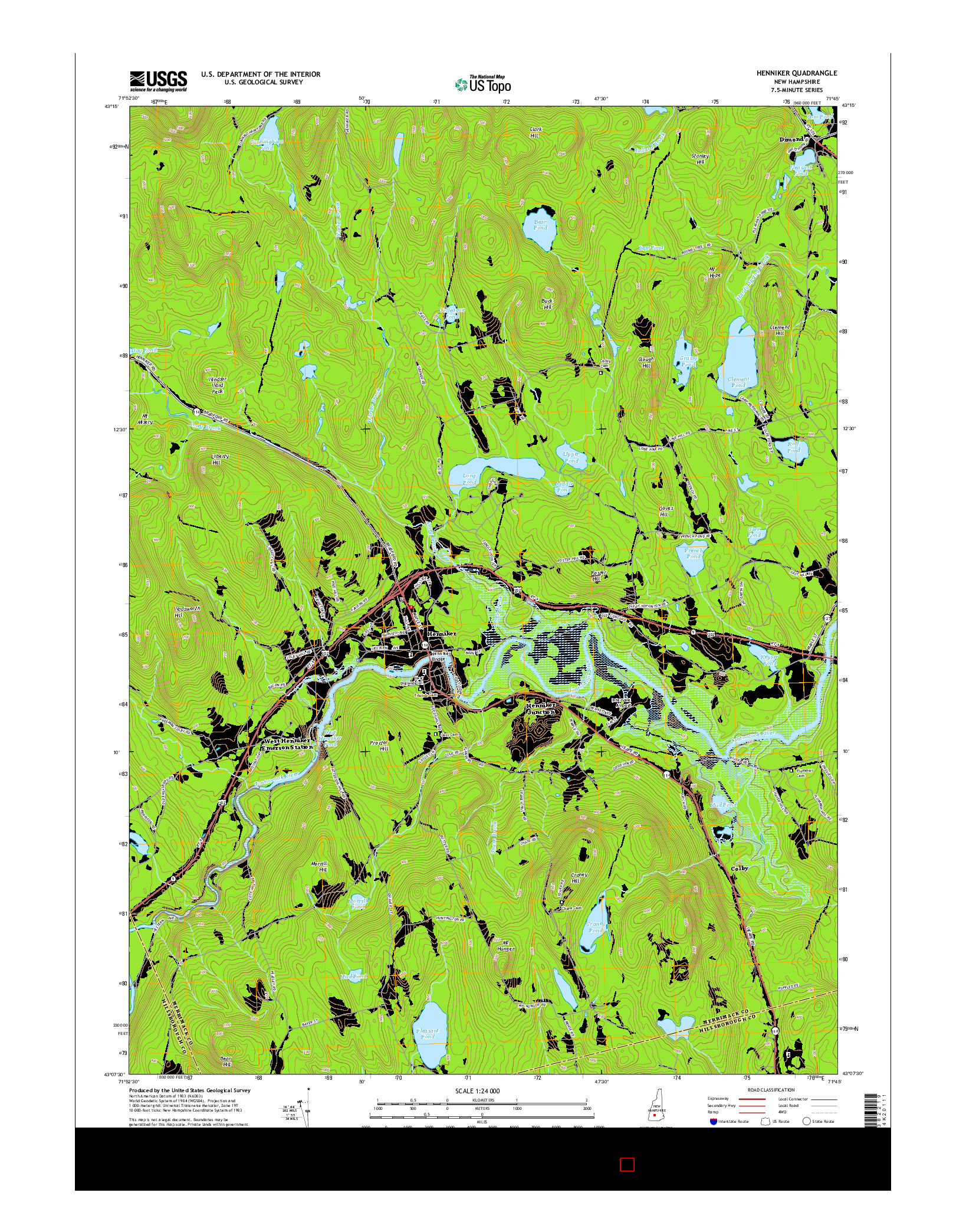 USGS US TOPO 7.5-MINUTE MAP FOR HENNIKER, NH 2015